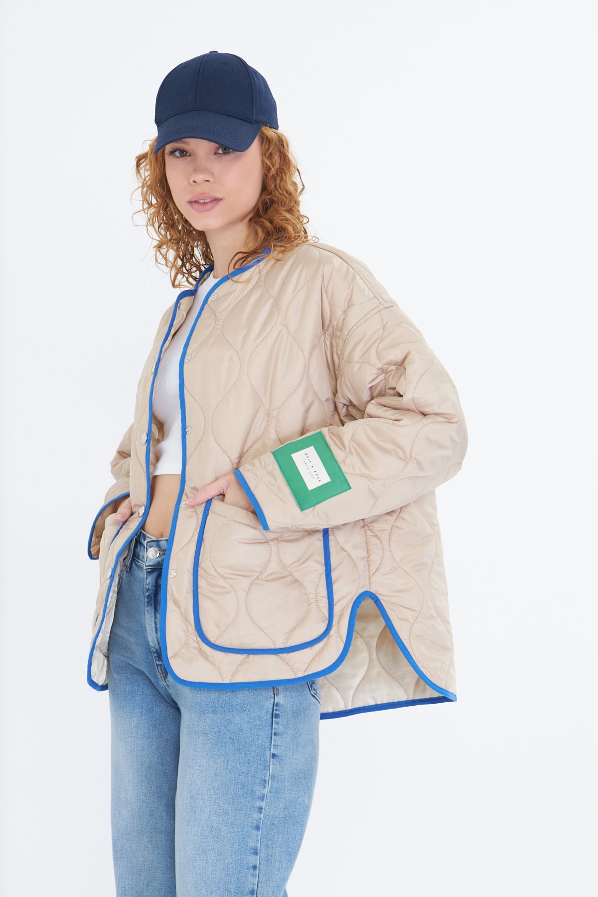 Renkli Oversize Kapitone Ceket
