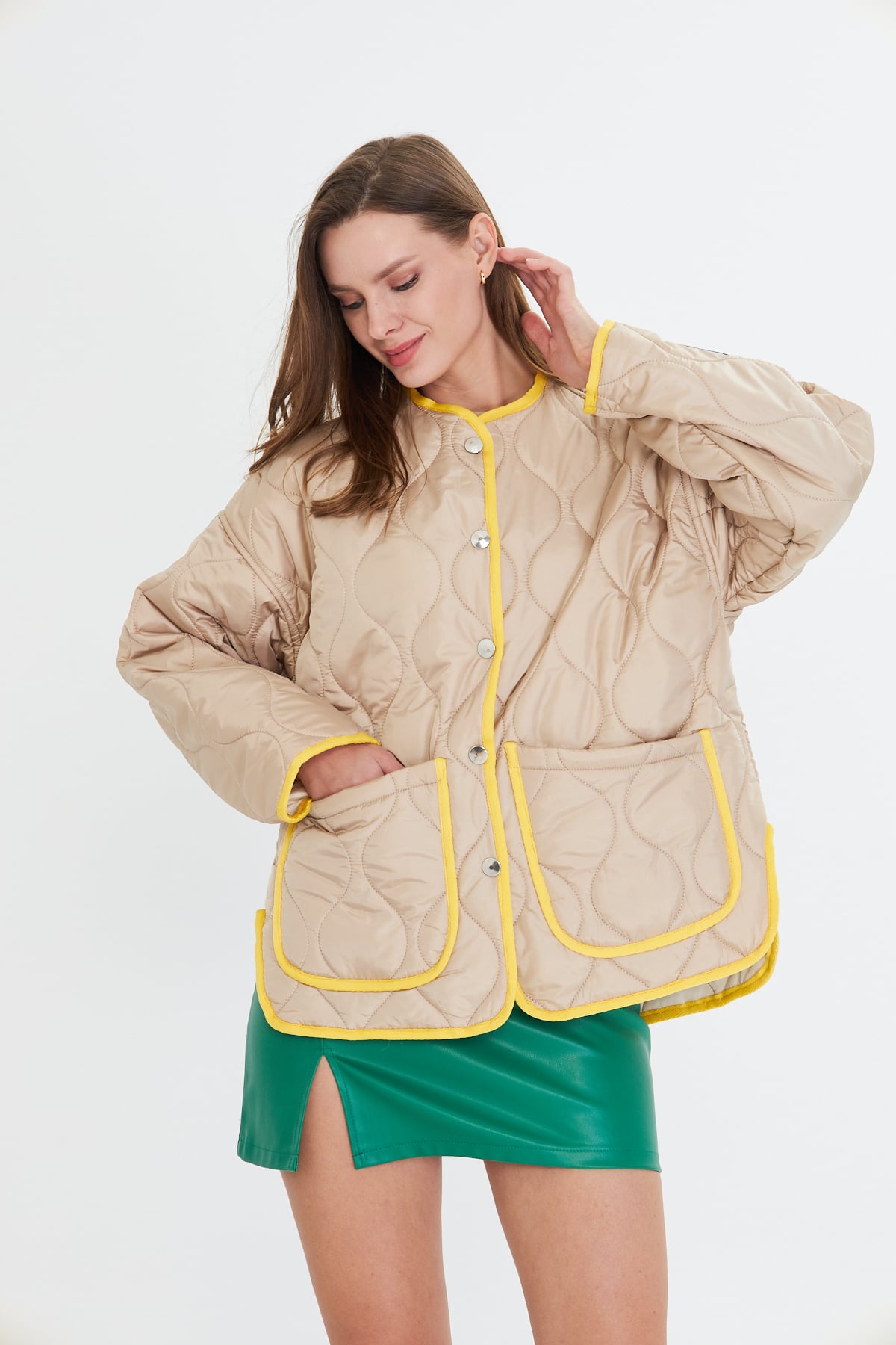 Wolf&Rock Renkli Oversize Kapitone Ceket