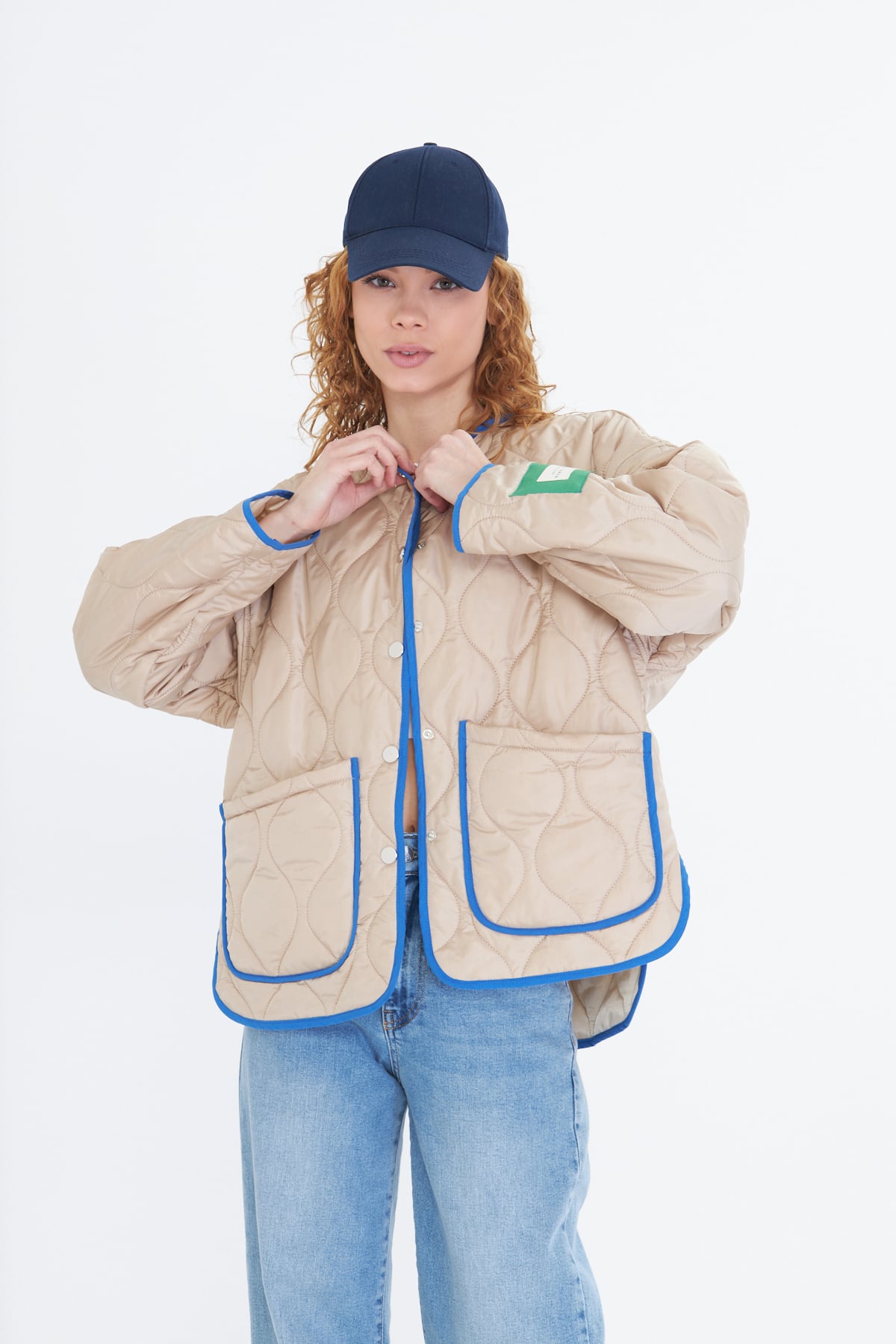 Renkli Oversize Kapitone Ceket