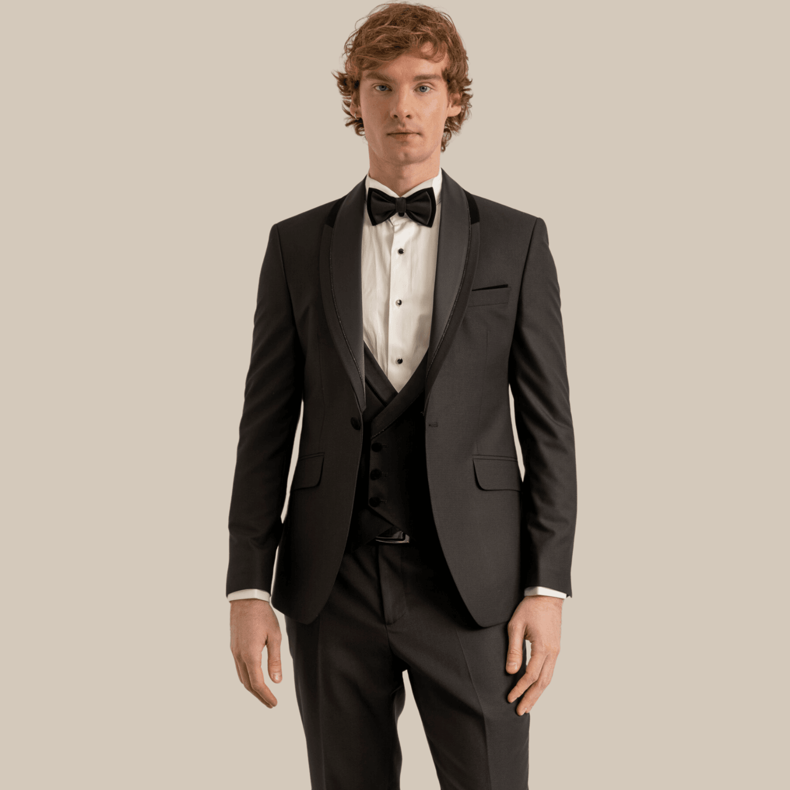 Mandarin Collar Tuxedo Shirt, Cotton-Satin, Modern Fit, Double Cuff