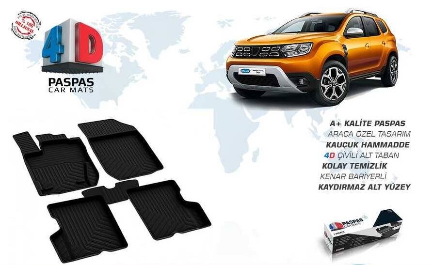 Dacia Duster 4X2 4D Havuzlu Paspas Siyah 2018-2024 Arası