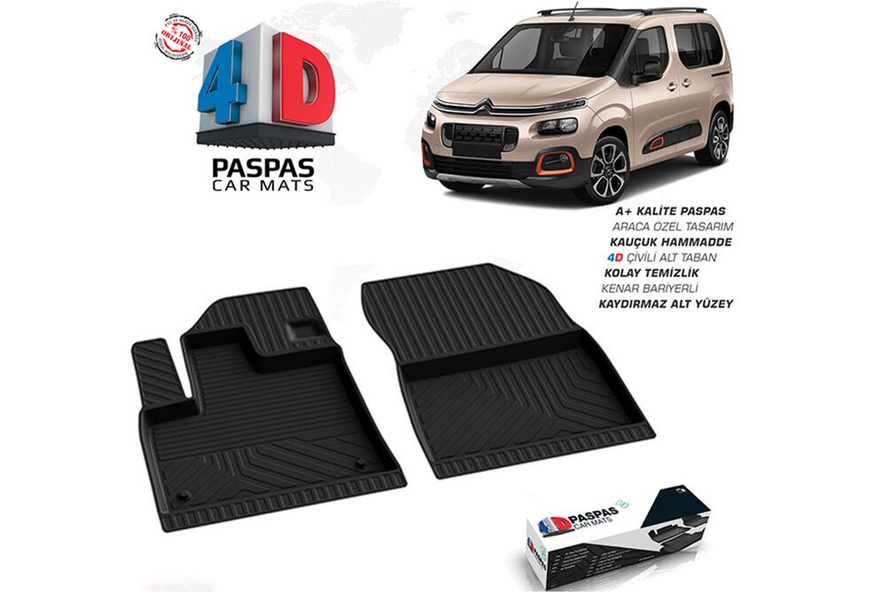 Citroen Berlingo 3 4D Havuzlu Paspas Siyah Ön 2 Parça 2019-2023 Arası