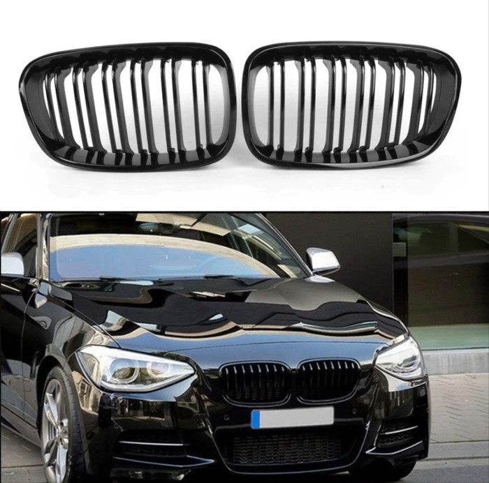 BMW 1 SERISI F20 2011-2015 IÇIN UYUMLU M PANJUR (CIFT CIZGI BÖBREK) PIANO BLACK