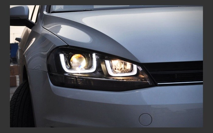 GOLF 7 MK7 2012-2018 IÇIN UYUMLU U LED FAR SILVER HAREKETSIZ