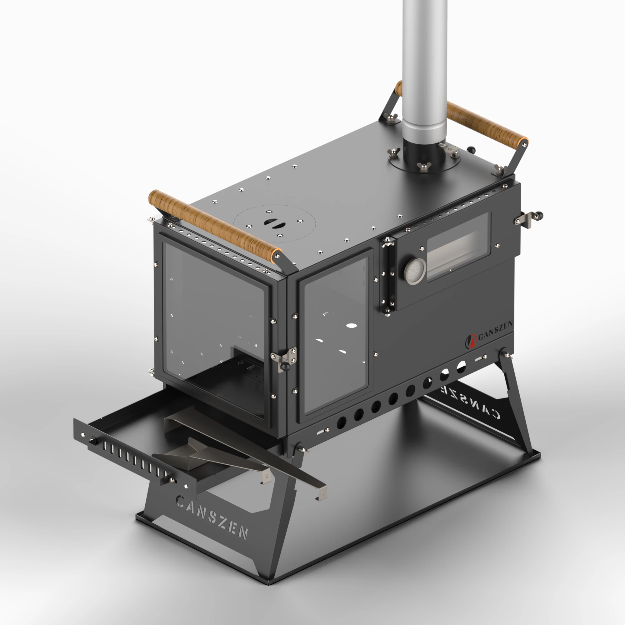 Forest Profesyonel Siyah Kuzineli Kamp Sobası | Taşınabilir Çadır ve Karavan Sobası