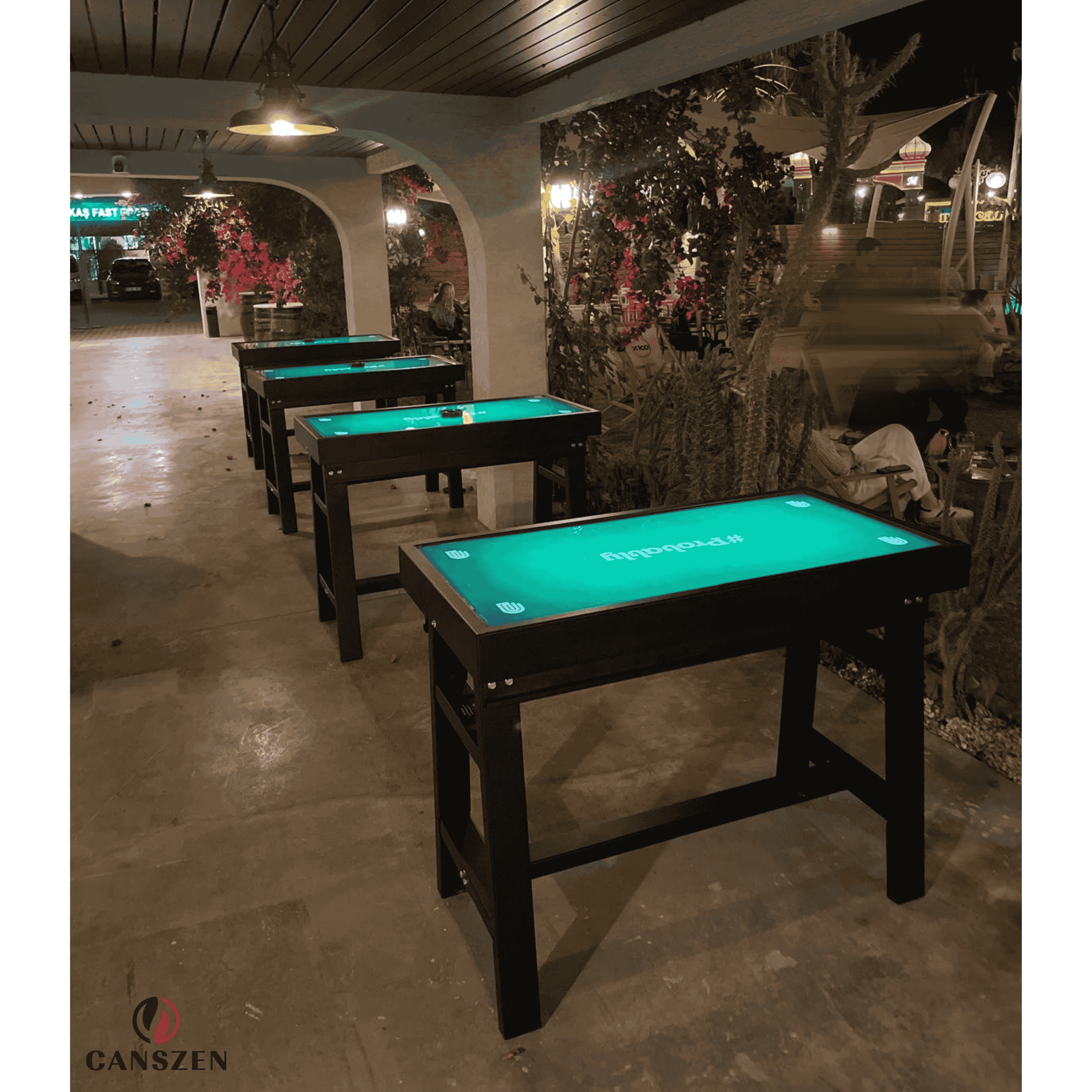Calivon Modern Led Işıklı Kare Masa | Bar, Kafe ve Etkinlikler İçin Özel Tasarım - 60x120 cm