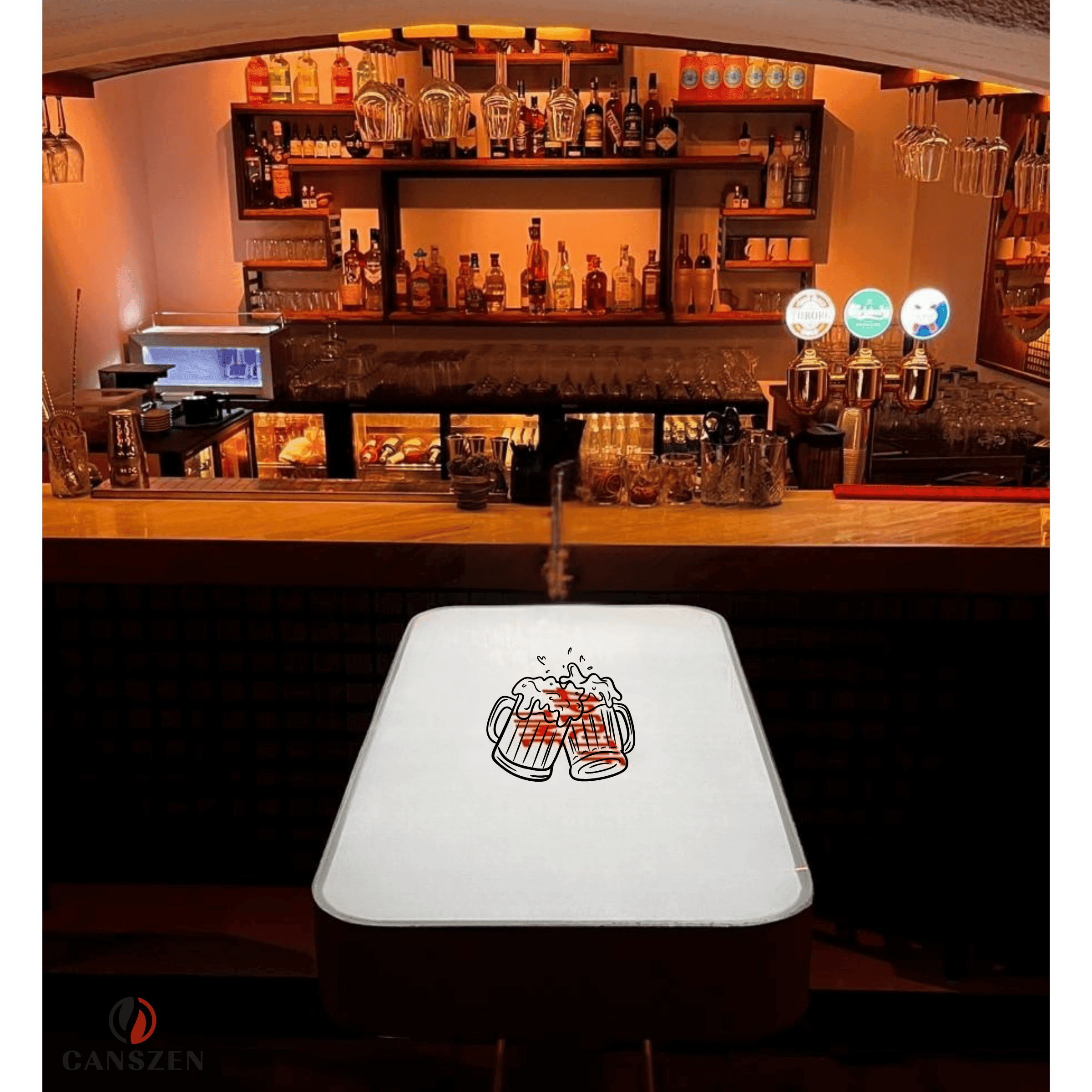 Calivon Modern Led Işıklı Kare Masa | Bar, Kafe ve Etkinlikler İçin Özel Tasarım - 60X60 cm