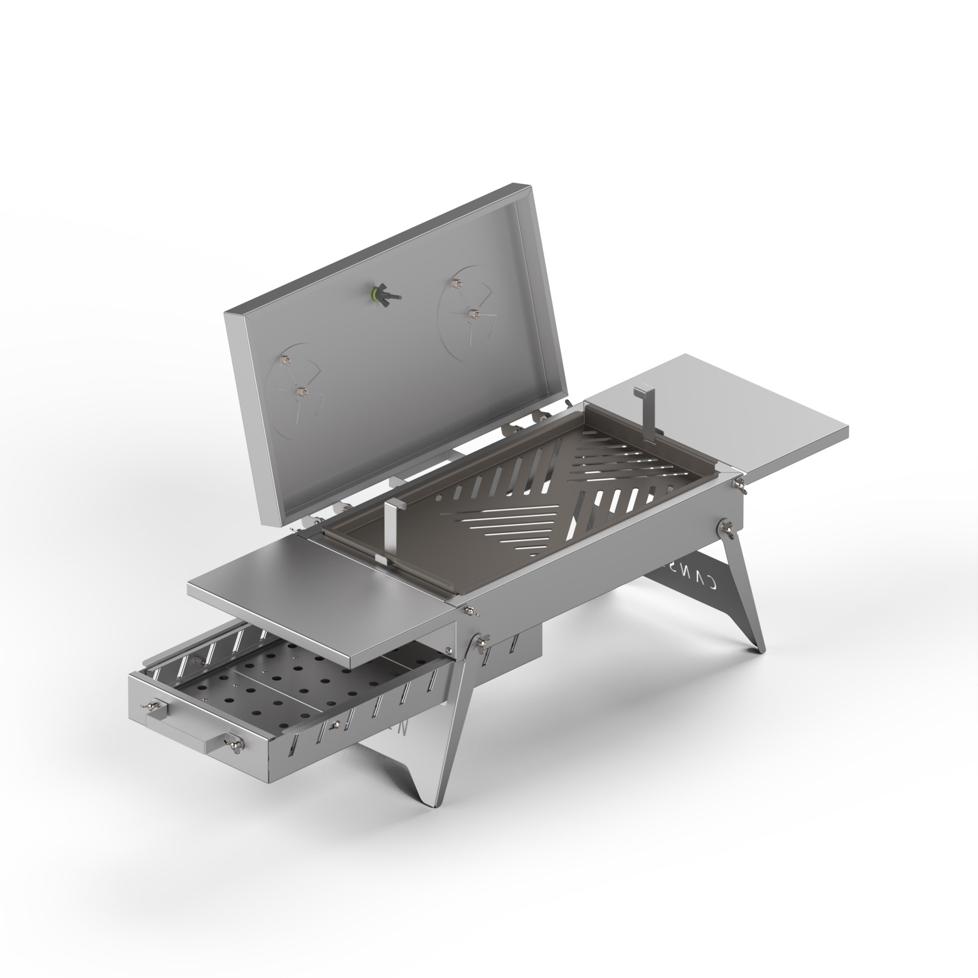 Pers Asansörlü Katlanabilir Barbekü | Çanta Tip Portatif Mangal - İNOX