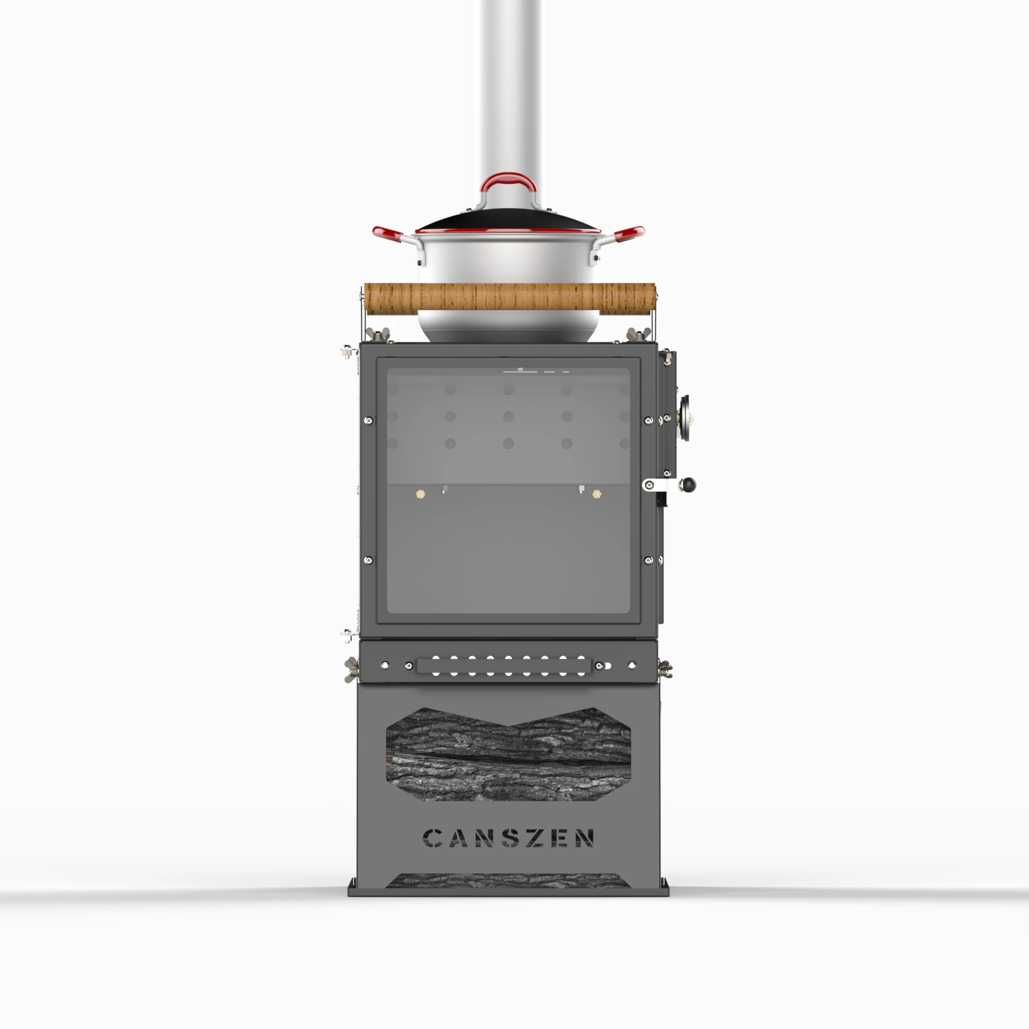 Forest Profesyonel Siyah Kuzineli Kamp Sobası | Taşınabilir Çadır ve Karavan Sobası