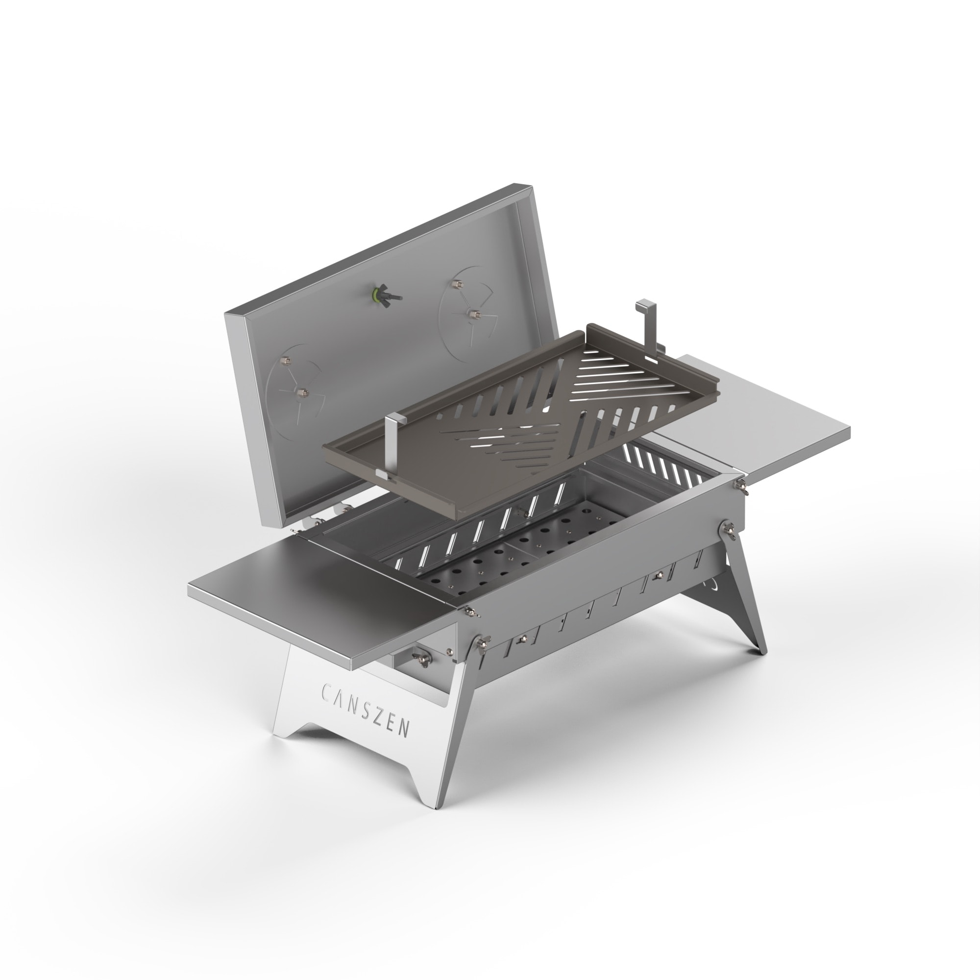 Pers Asansörlü Katlanabilir Barbekü | Çanta Tip Portatif Mangal - İNOX