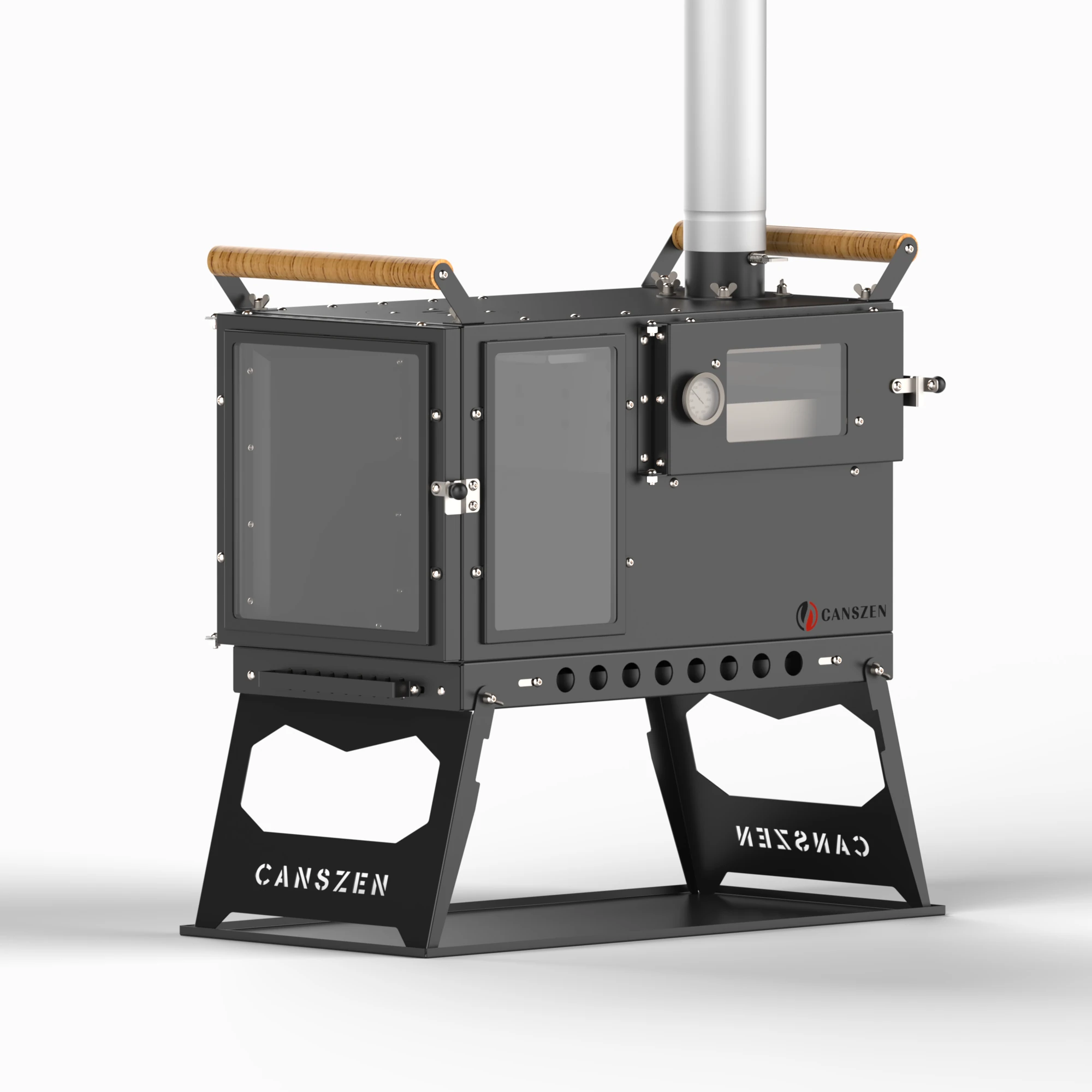 Forest Profesyonel Siyah Kuzineli Kamp Sobası | Taşınabilir Çadır ve Karavan Sobası