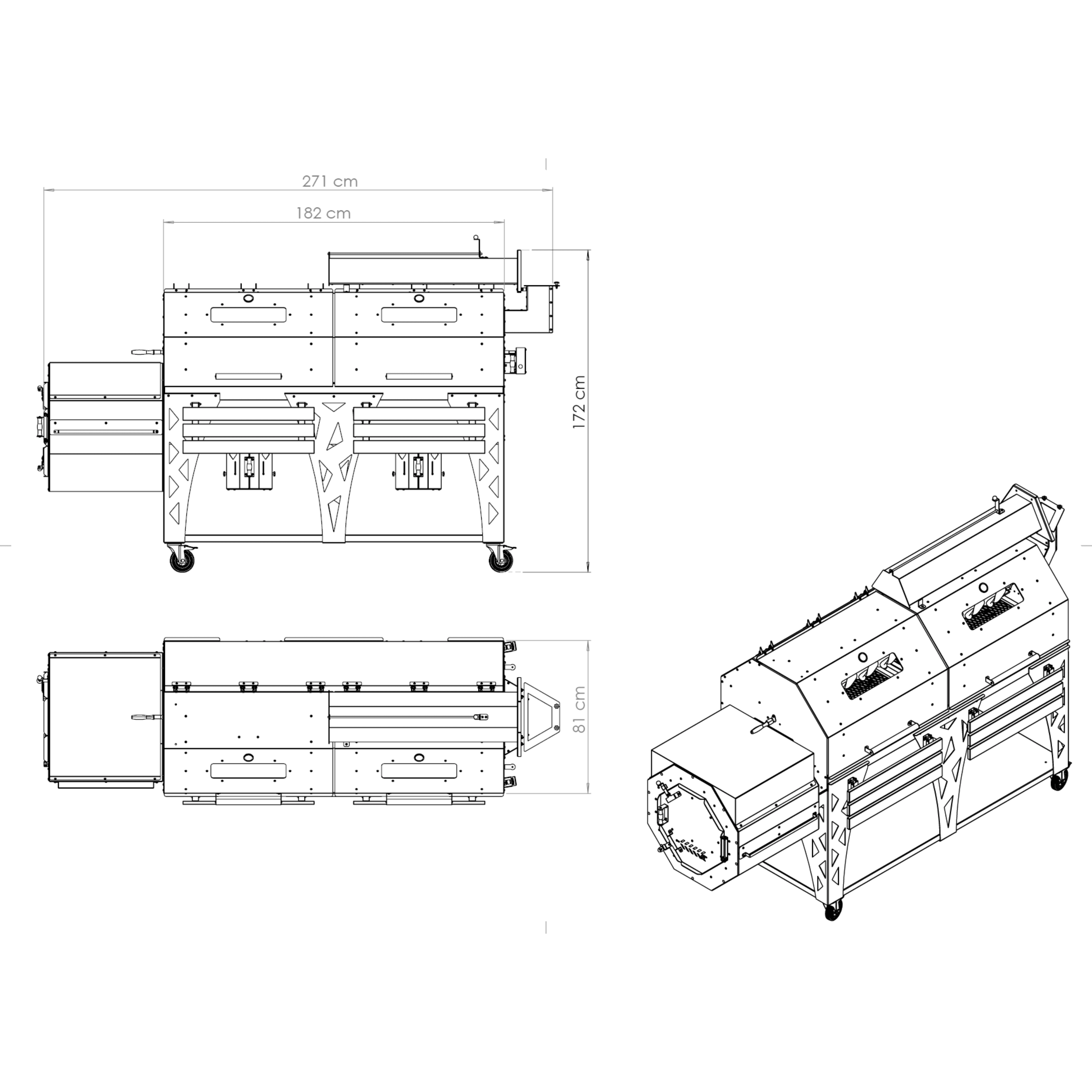 Gravitor 430 Kg Devasa Smoker Mangal | Piliç Çevirme ve Barbekü Özellikli
