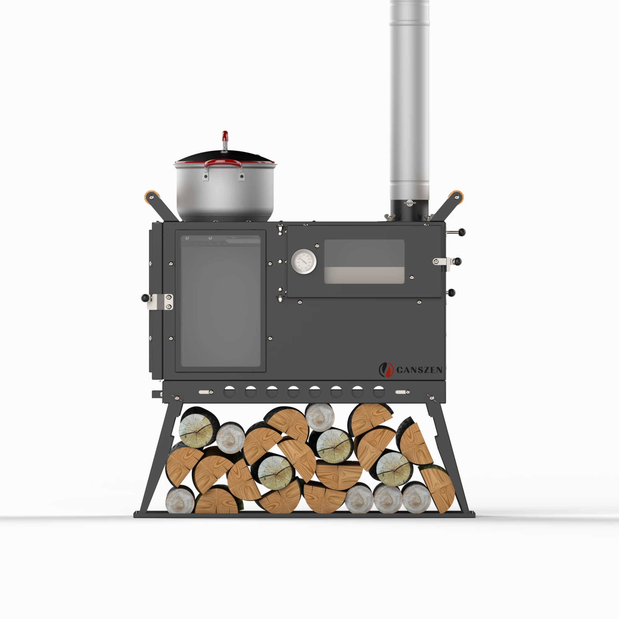 Forest Profesyonel Siyah Kuzineli Kamp Sobası | Taşınabilir Çadır ve Karavan Sobası