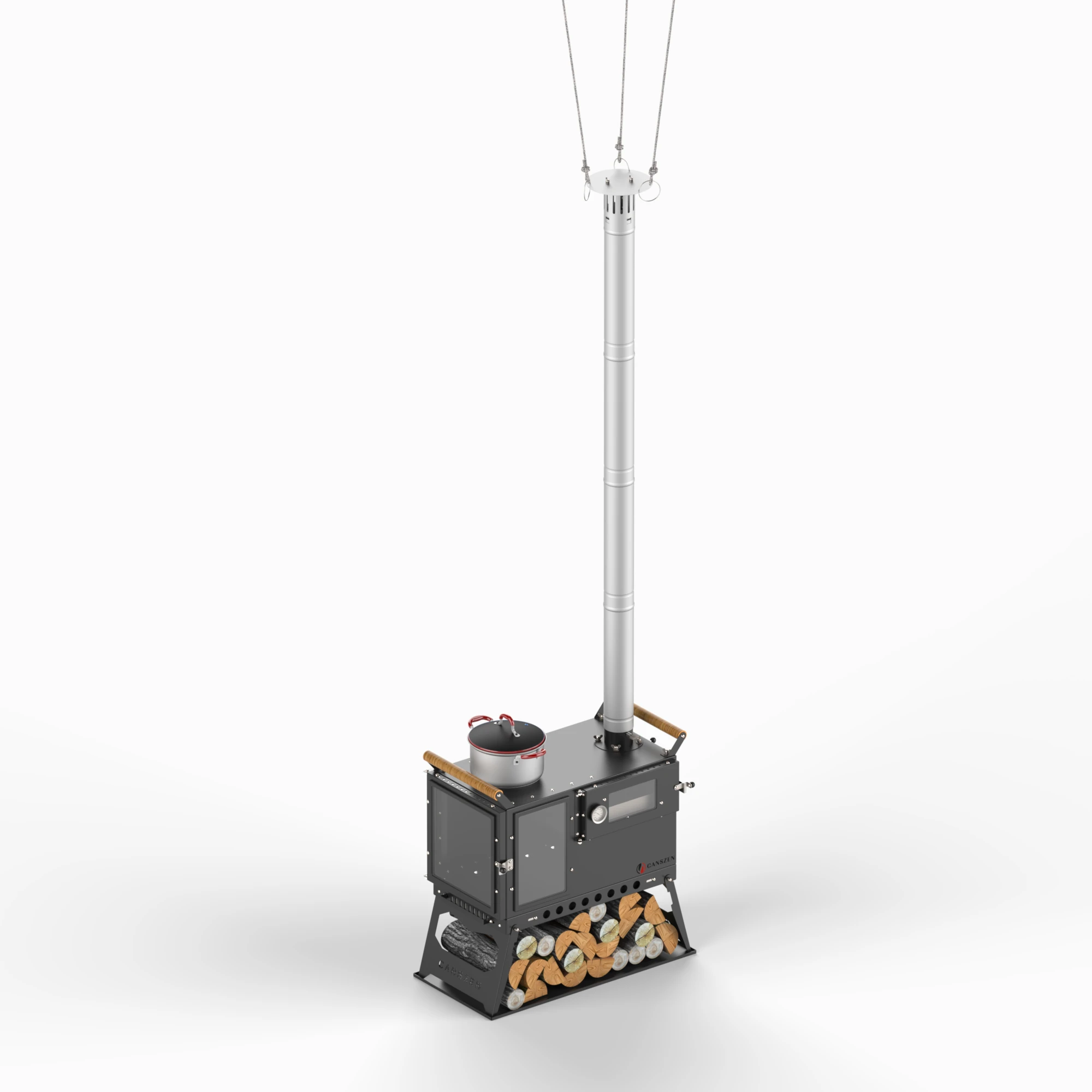 Forest Profesyonel Siyah Kuzineli Kamp Sobası | Taşınabilir Çadır ve Karavan Sobası