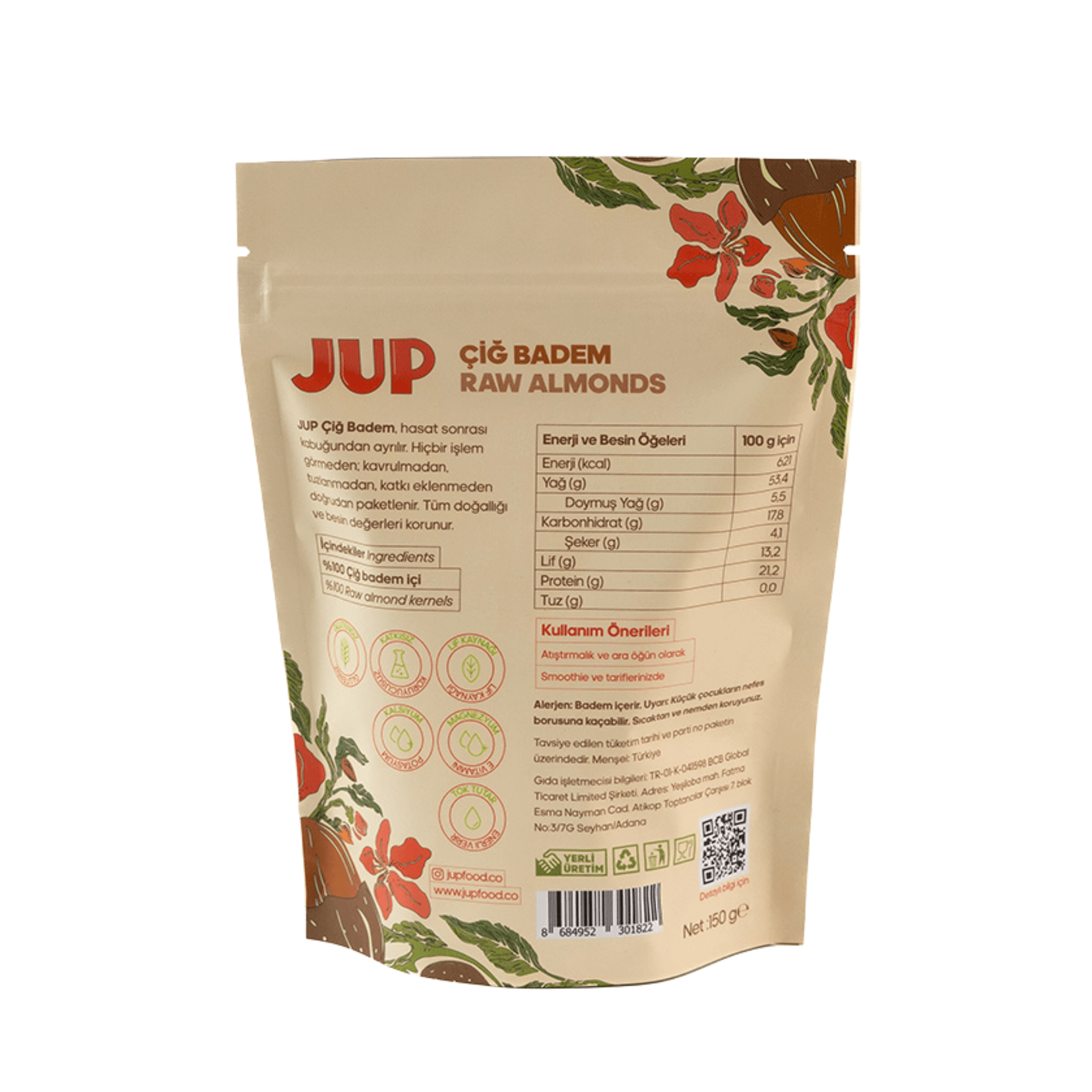 Yerli Çiğ Badem - 6'lı Paket 6x150 gr