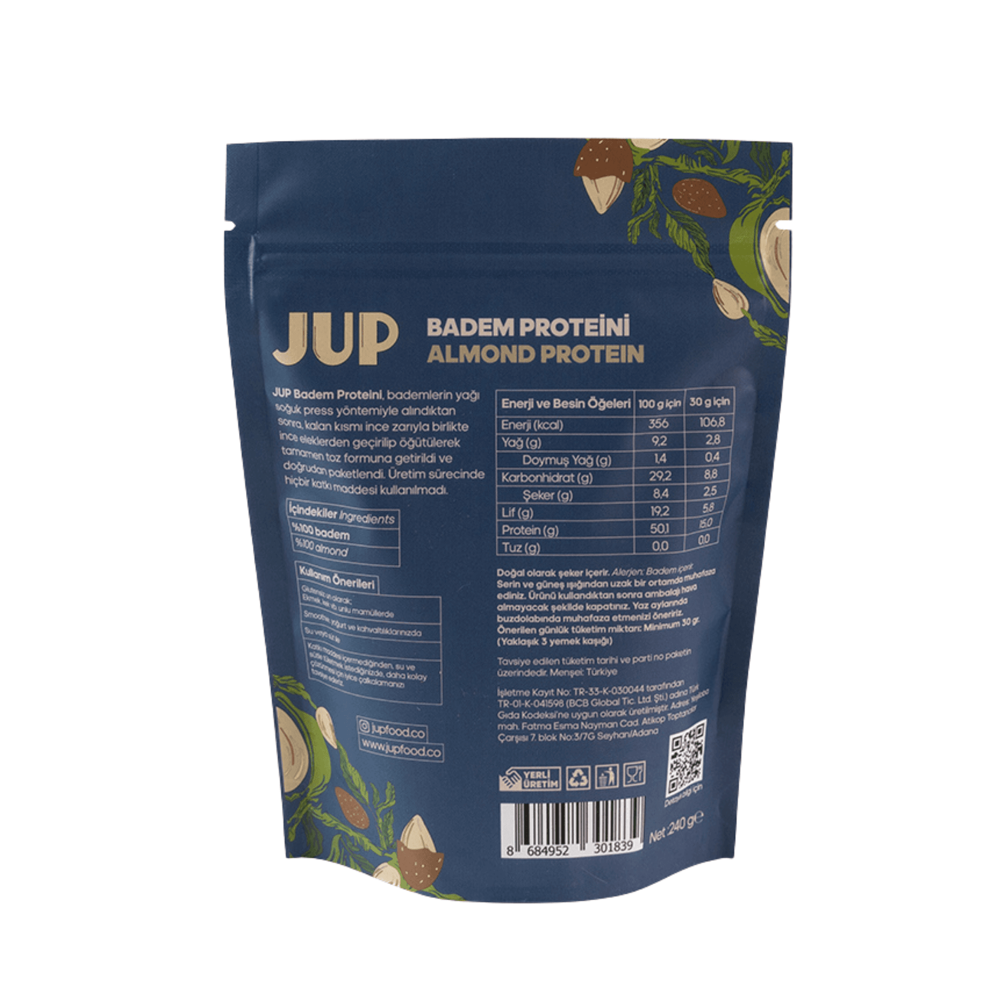 Badem Protein Tozu / Yüksek Proteinli Badem Unu 240 gr