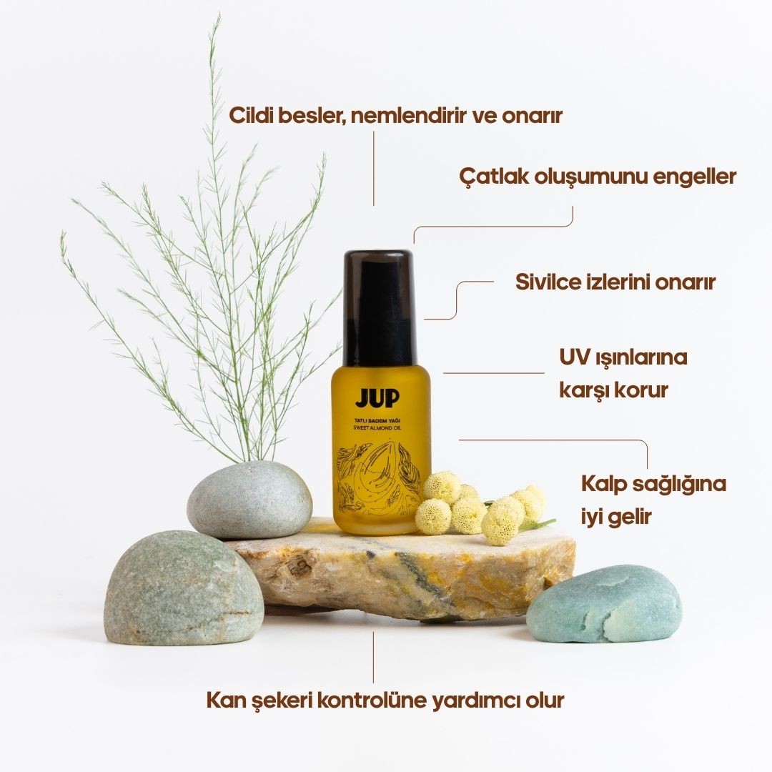 100% Saf Soğuk Sıkım Tatlı Badem Yağı / Cilt ve Saç Bakım Yağı 50 ml