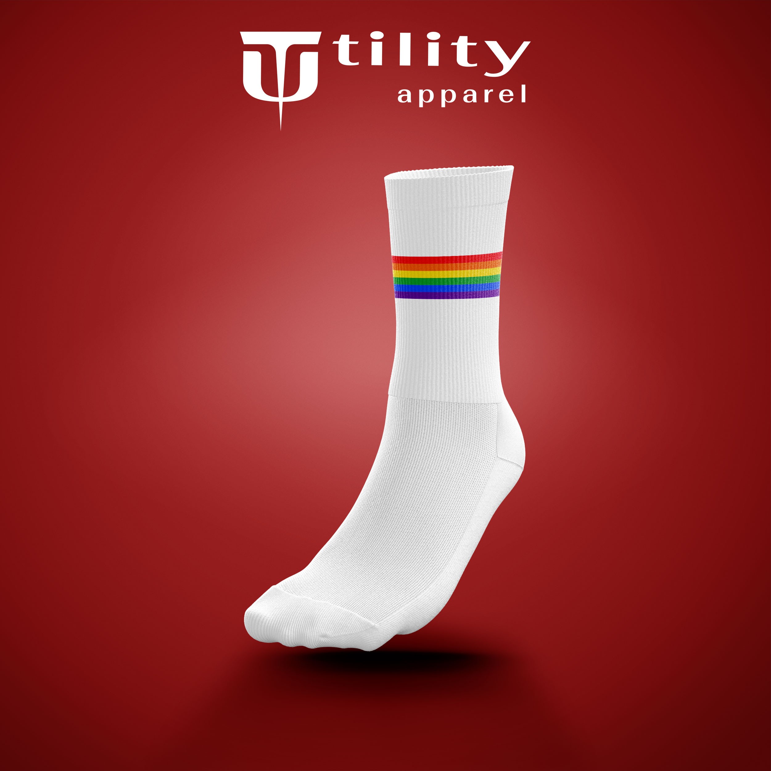 Rainbow on White Sports Socks x12