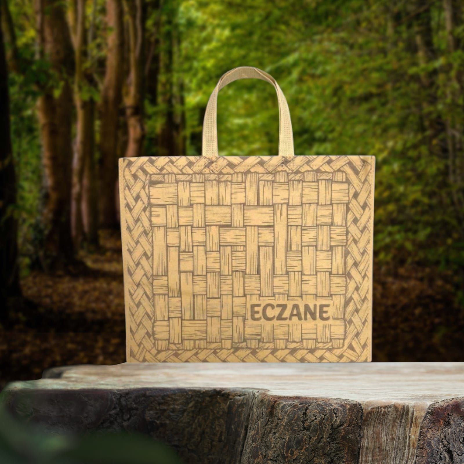 Emy Yeni Hasır Desen Körüklü Bez Çanta 40x34x7 cm 50 Adet