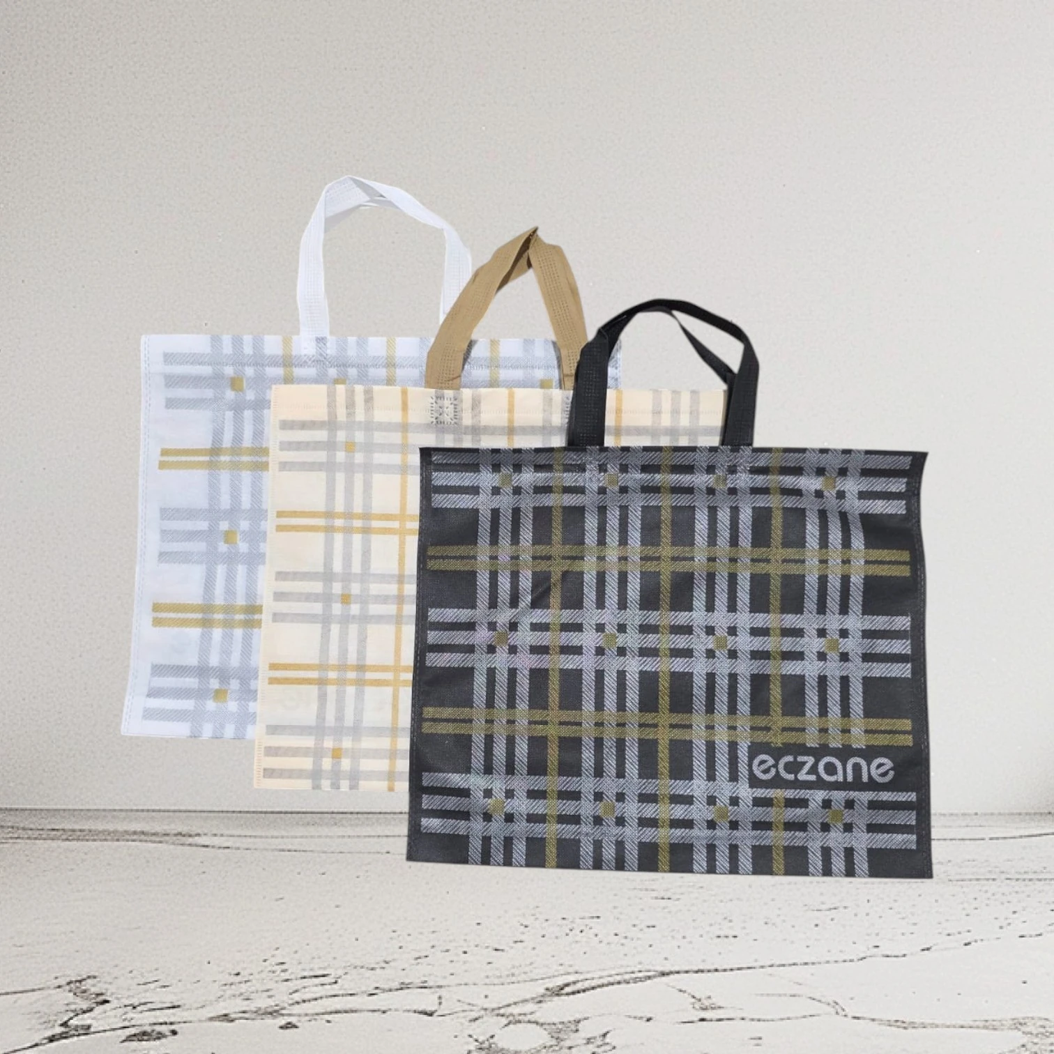 Emy Eczane Bez Çanta Körüklü Ekose Karma Desen 40x33x7 cm - 50 Adet