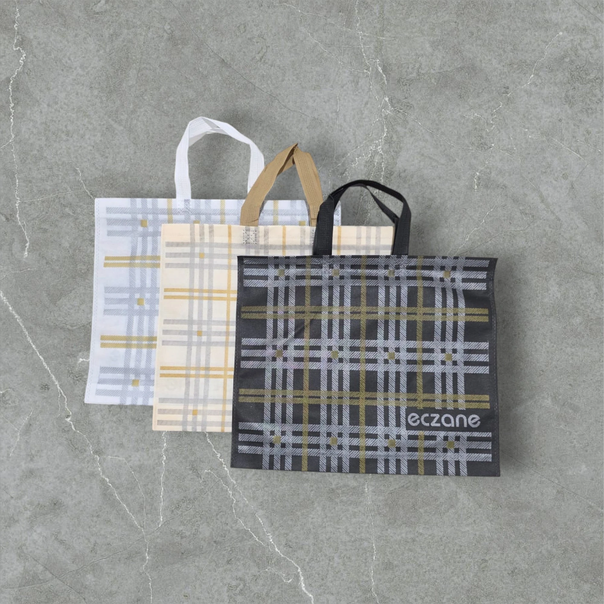 Emy Eczane Bez Çanta Körüklü Ekose Karma Desen 40x33x7 cm - 50 Adet