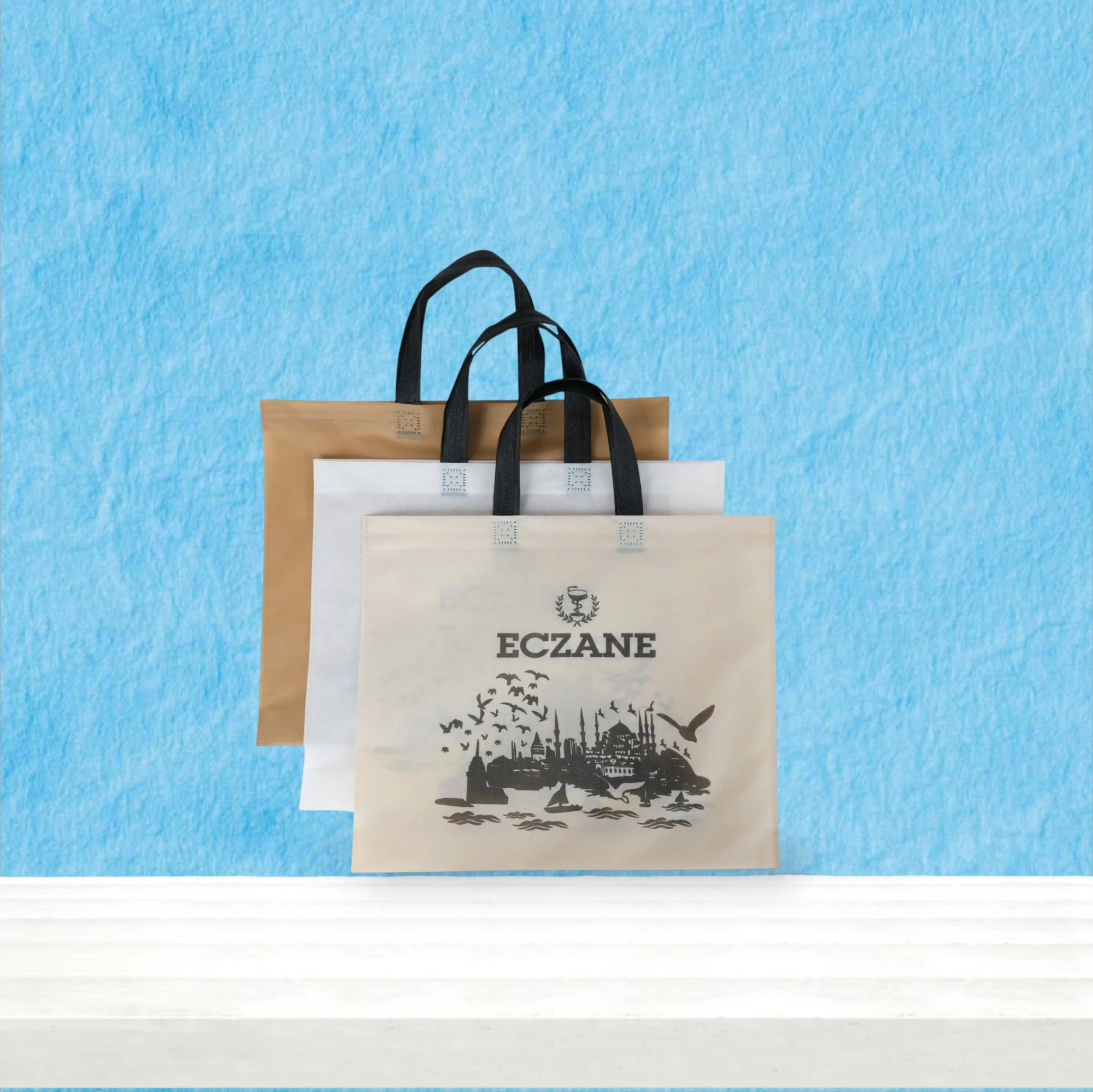 Emy Eczane Bez Çanta Kulplu Körüklü İstanbul Desen Karma 40x33+7 Cm 50 Adet