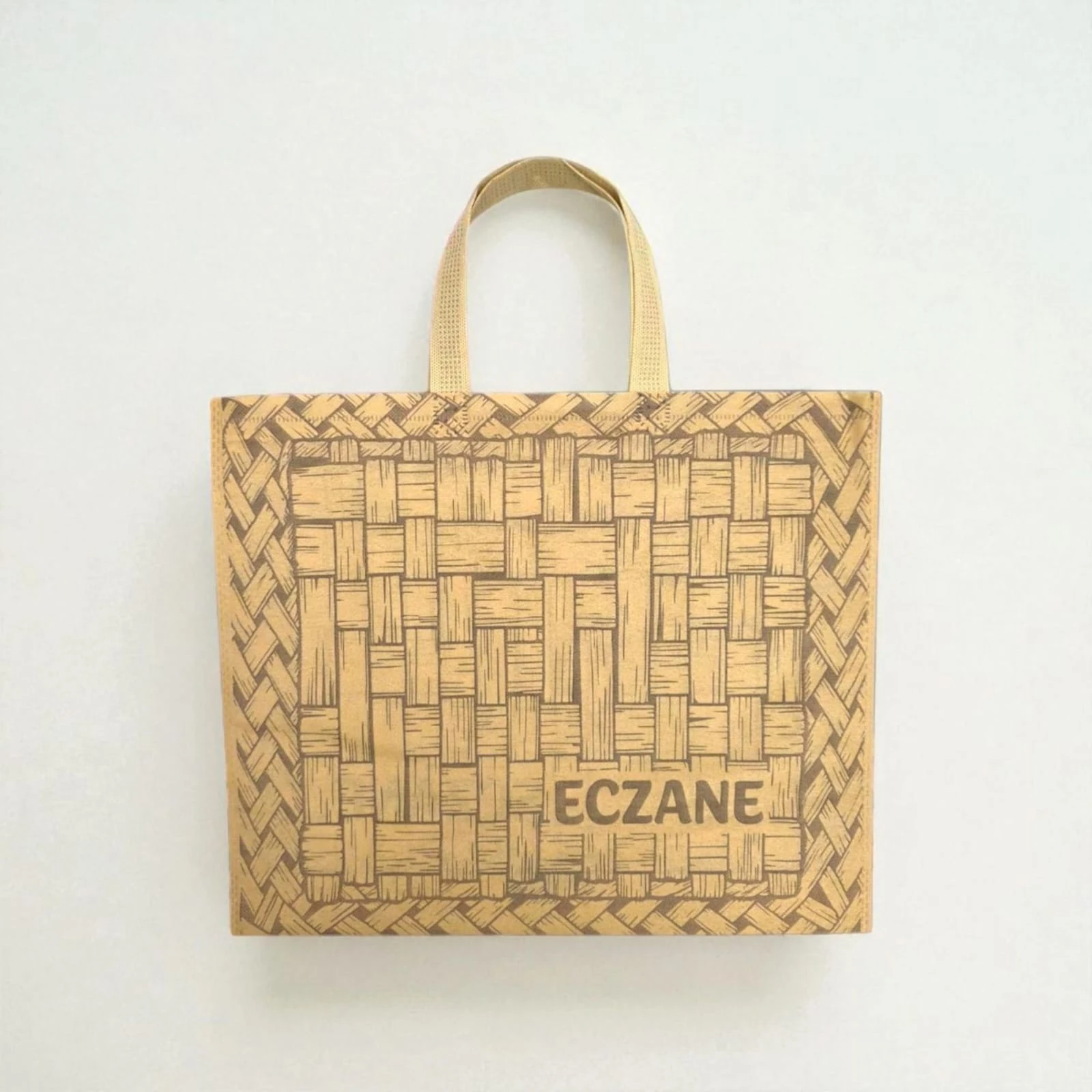 Emy Yeni Hasır Desen Körüklü Bez Çanta 40x34x7 cm 50 Adet