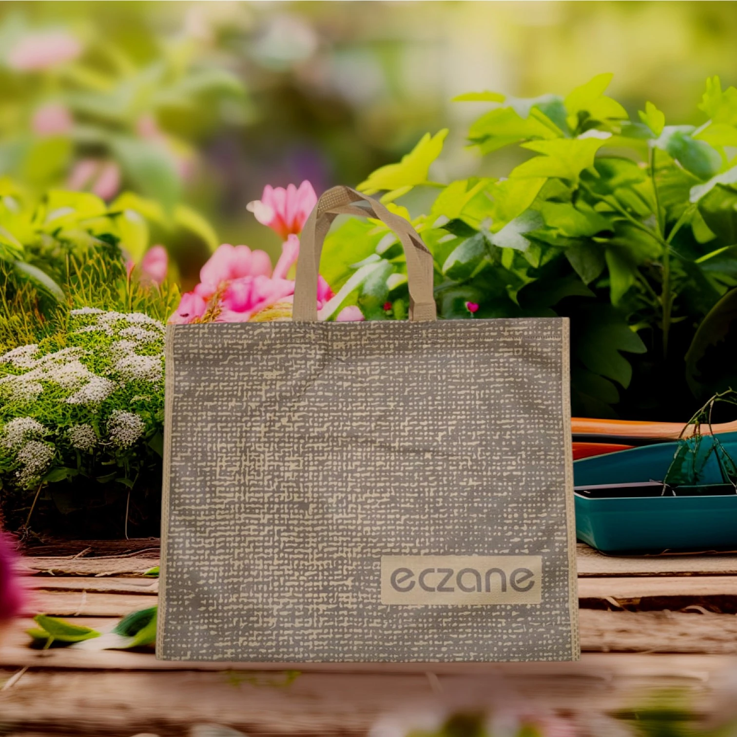 Emy Hasır Desen Körüklü Bez Çanta 40 x 34 x 7 cm - 50 Adet