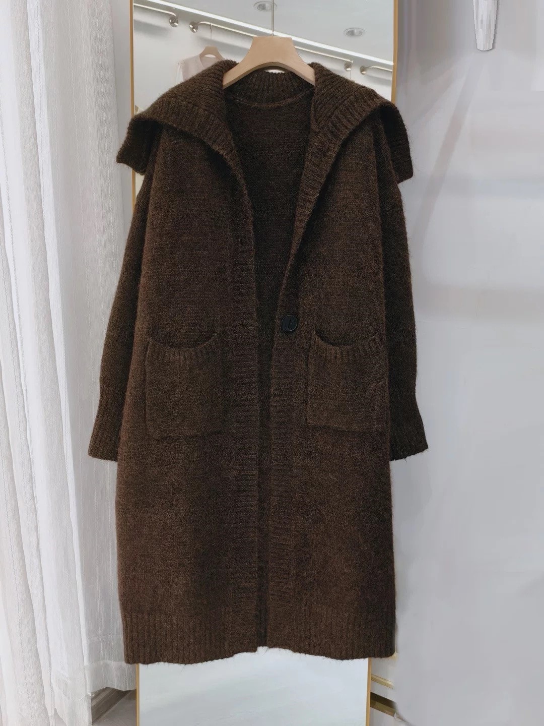 Triko Uzun Hırka - Acı Kahve