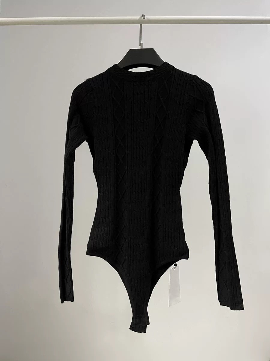 Sırtı Açık Triko Body - Siyah