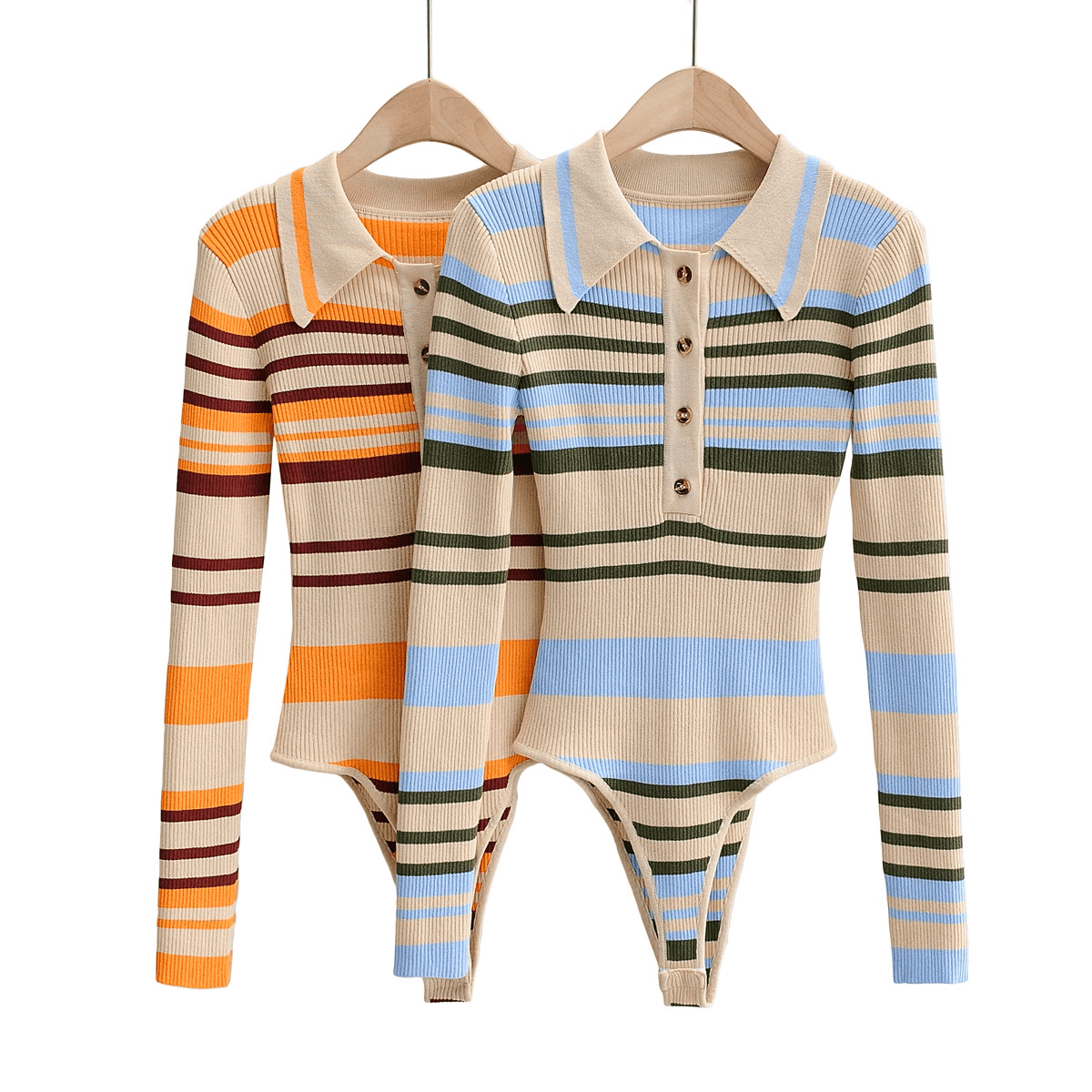 Çizgili Polo Yaka Triko Body