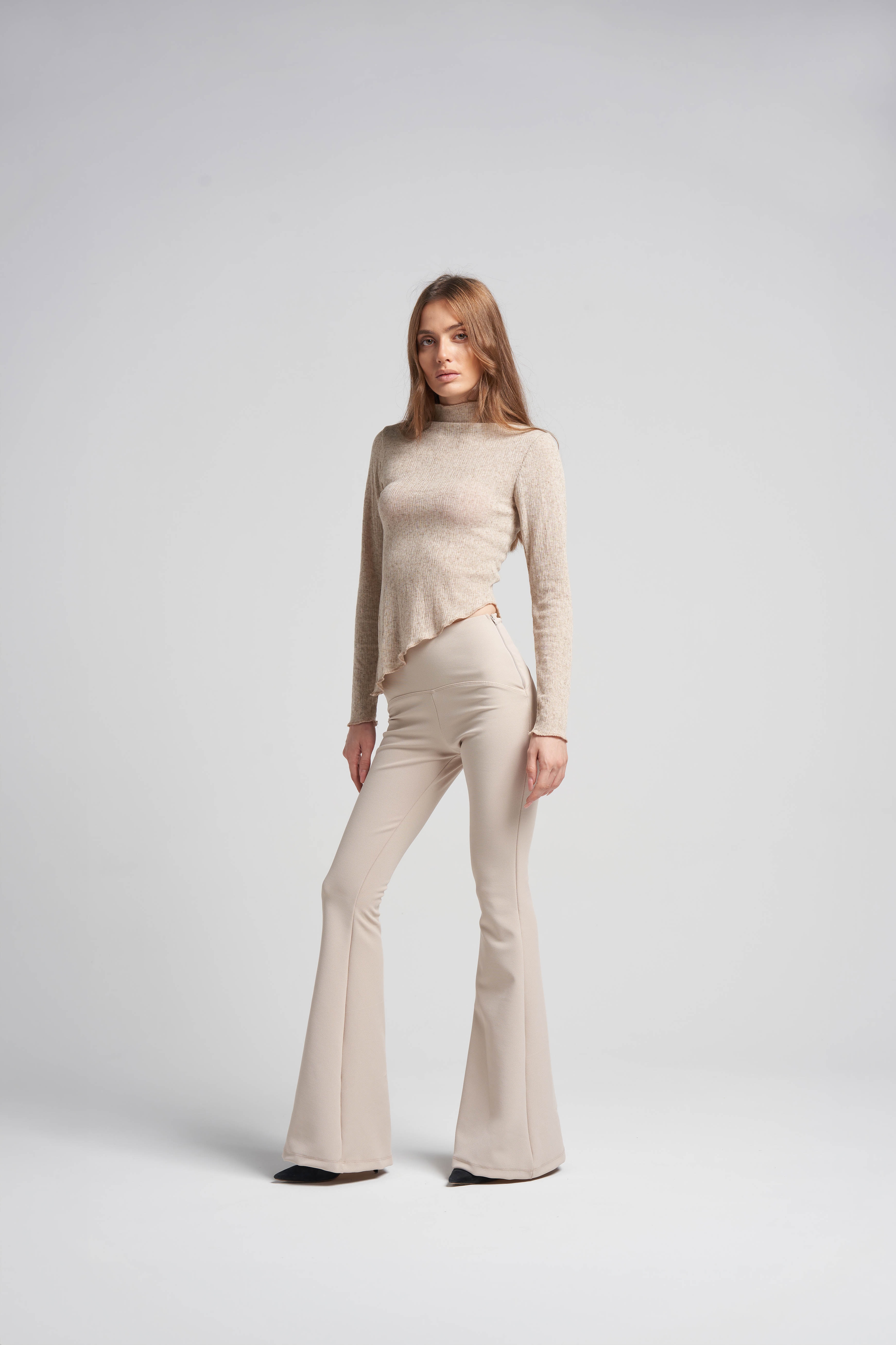 İspanyol Paça Korseli Bel Casual Pantolon