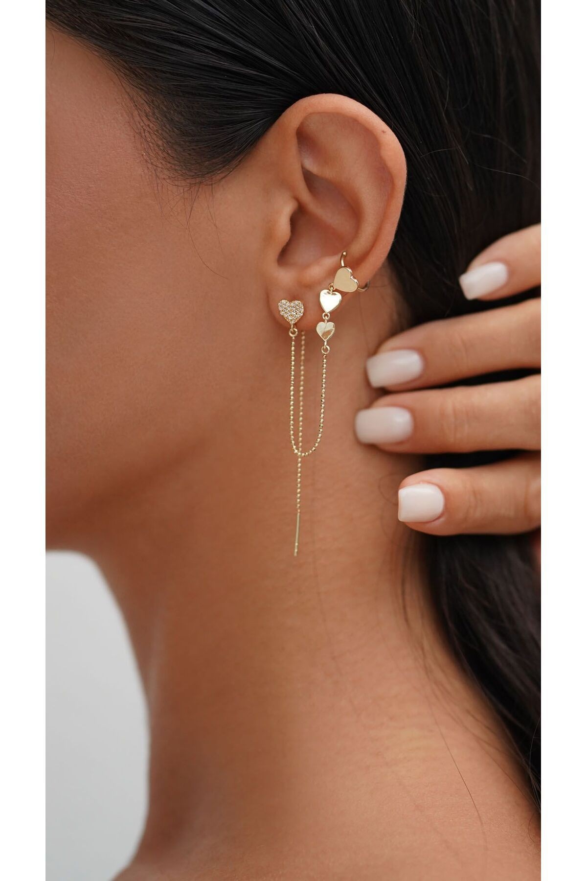 Kalpli Earcuff Altın Piercing