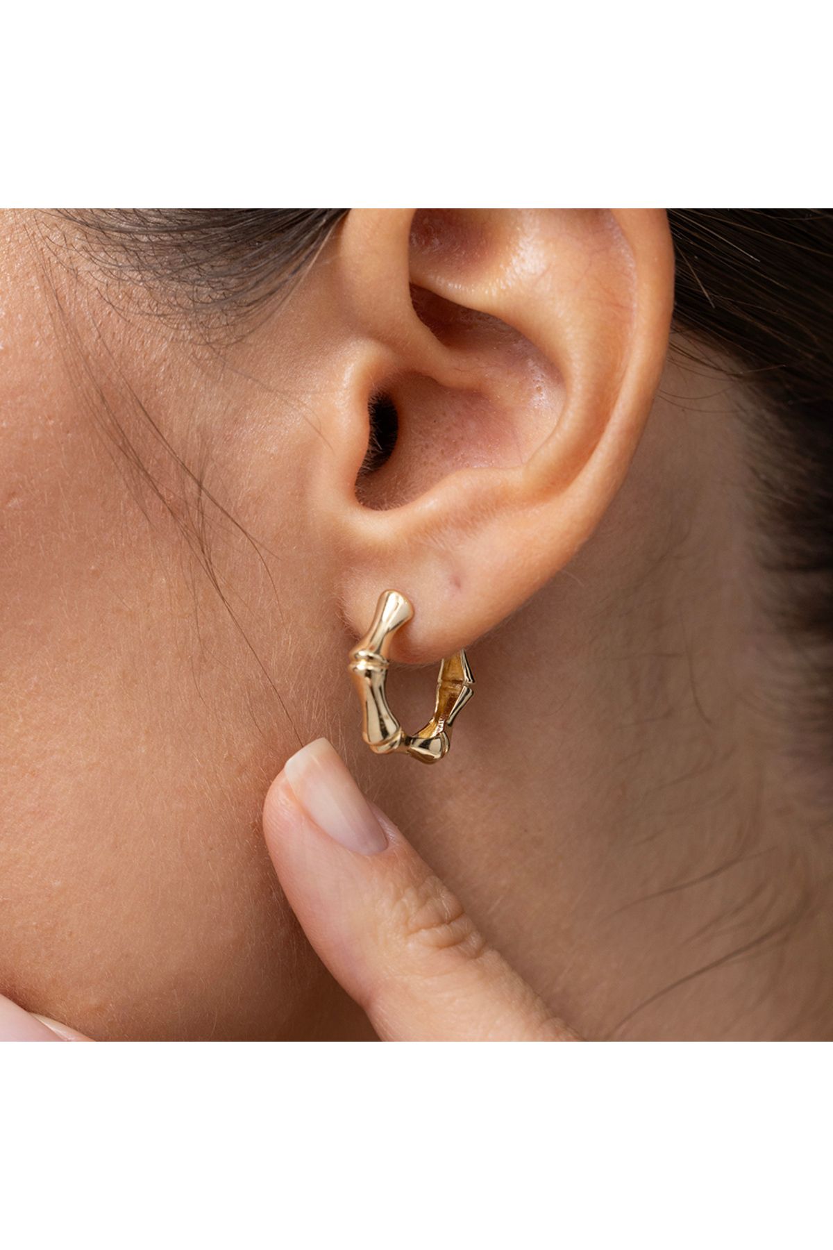 Kemik Minimal Altın Küpe