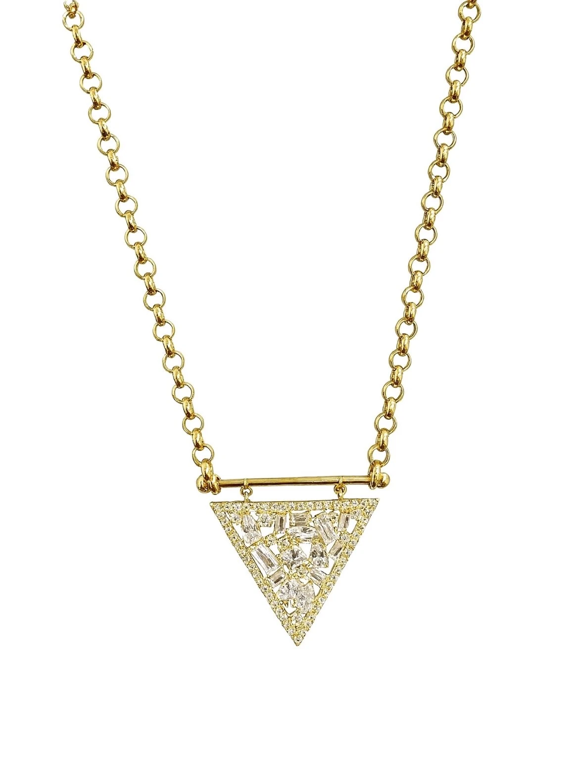 Üçgen Taşlı Tasarım Kolye