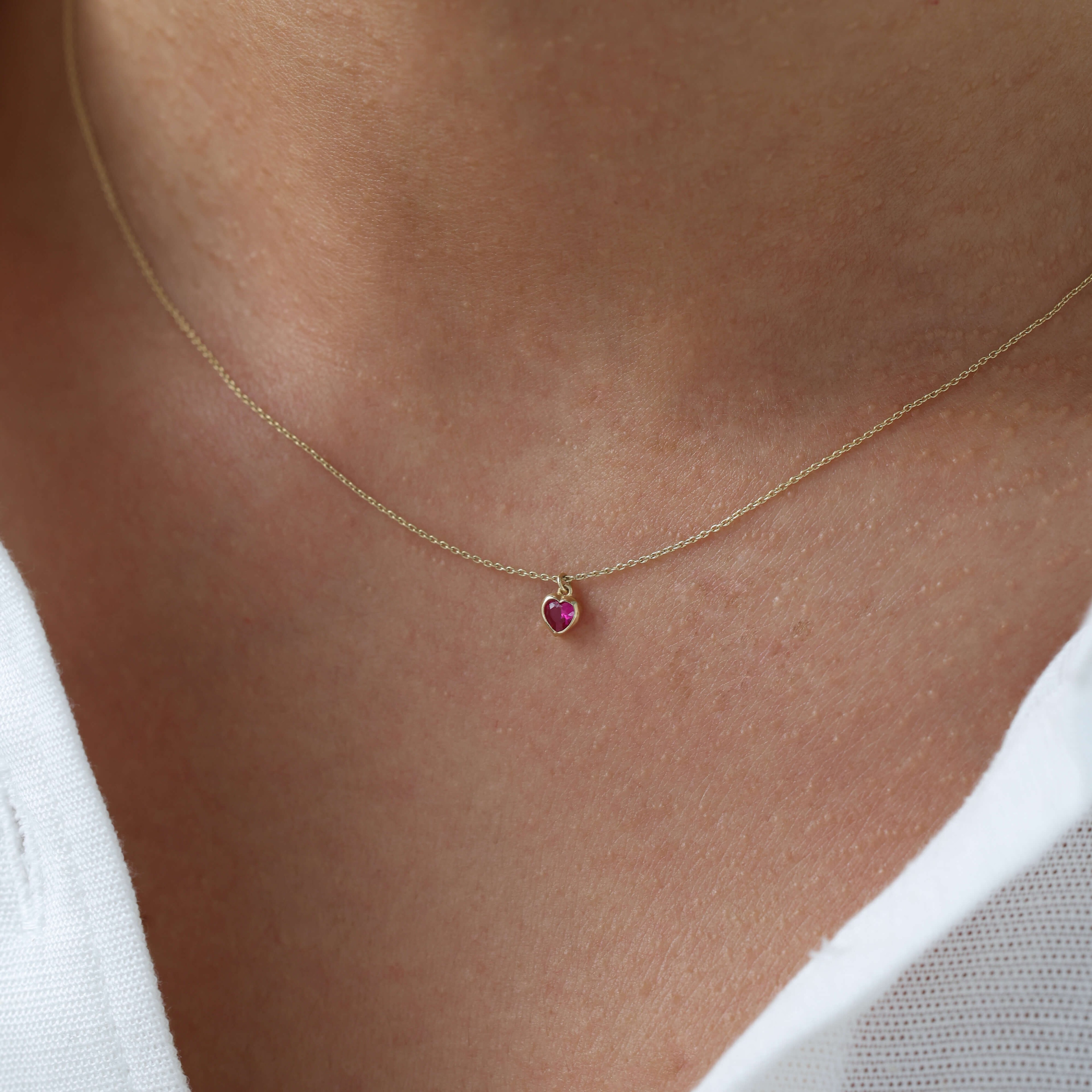 Nisera Pink Love Minimal Altın Kolye