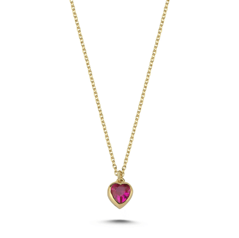 Nisera Pink Love Minimal Altın Kolye
