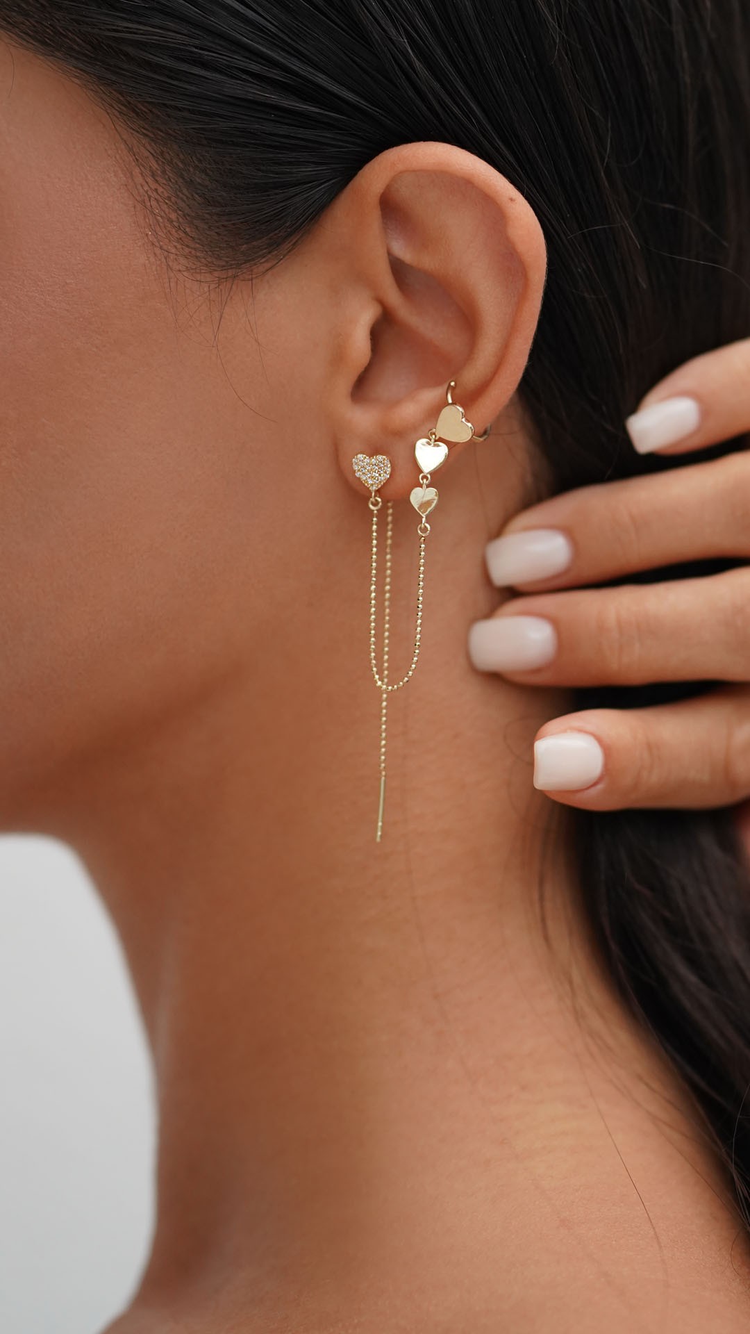 Heart Earcuff Altın Piercing image