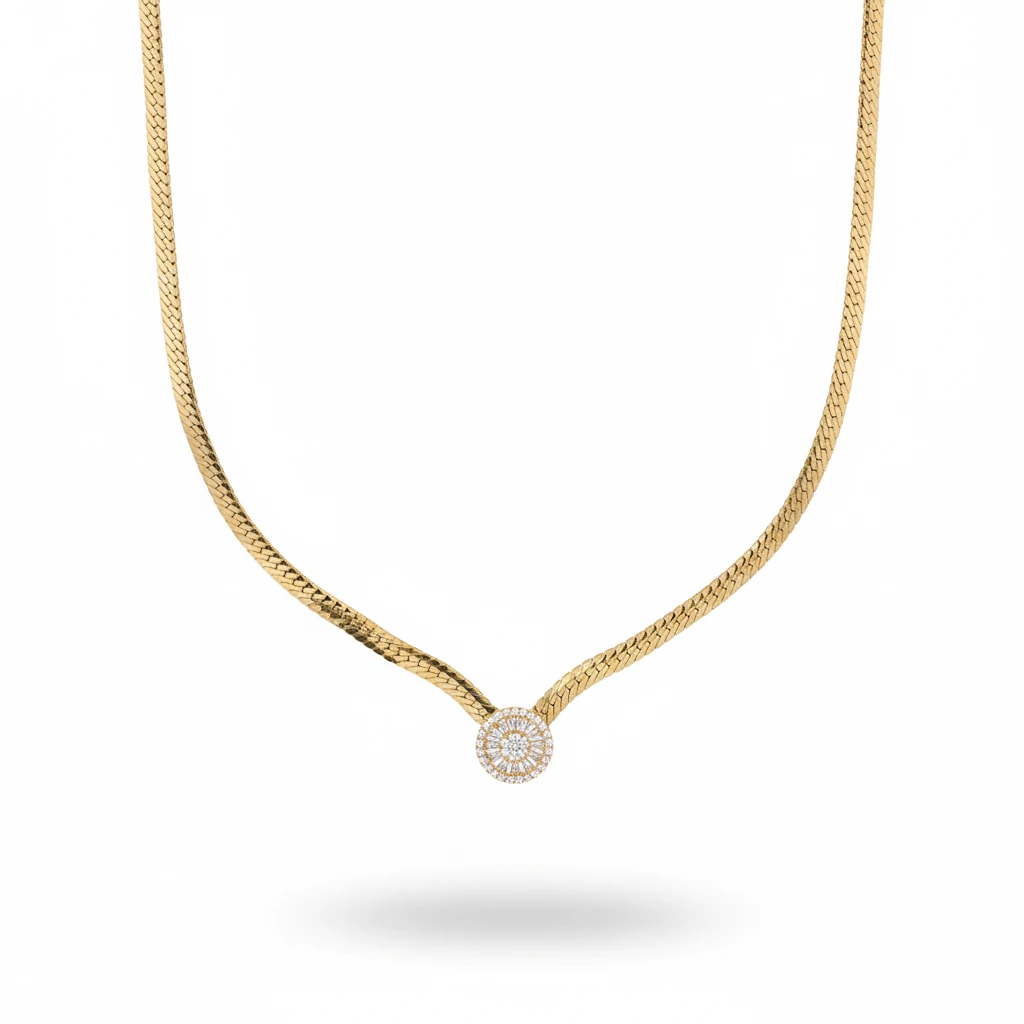 Oval Trapez Altın Kolye