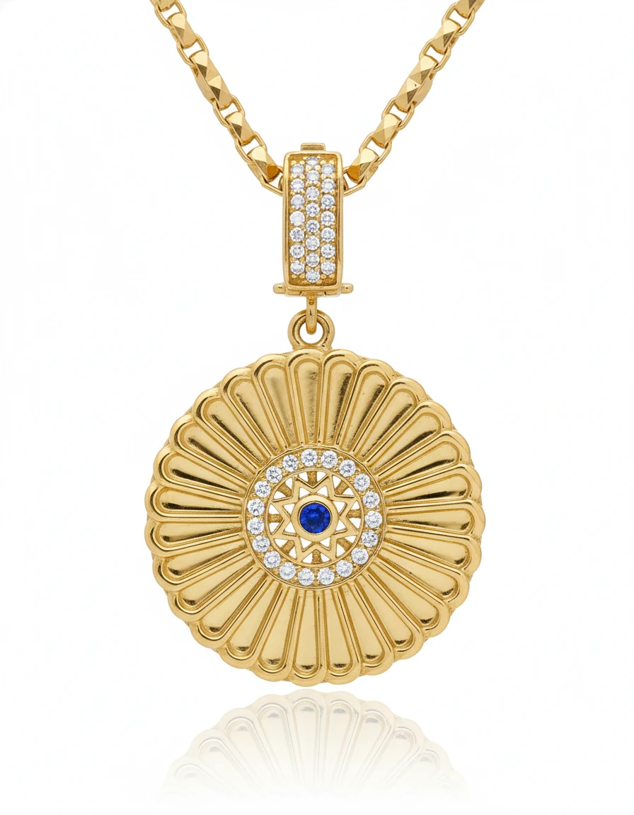 Altın Mavi Minimal Altın Charm