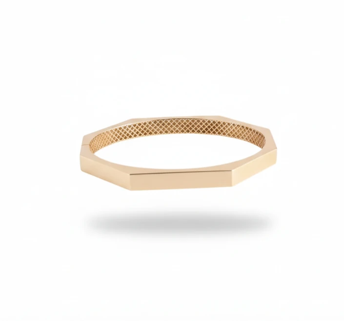 Nisera Geometrik Golven Altın Kelepçe