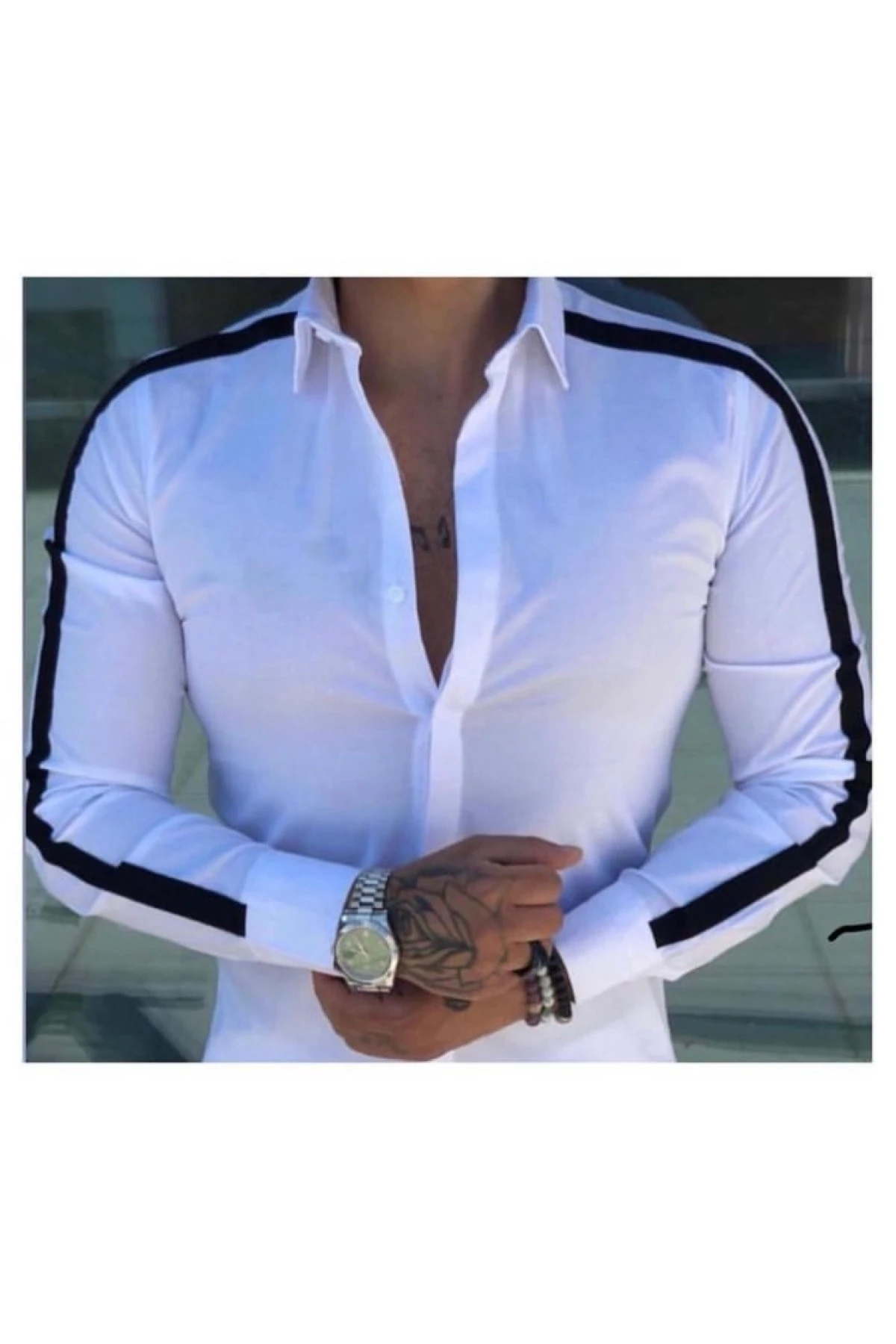 Kişiye Özel Dikim Şeritli Modelli Isimli Nakışlı Erkek Gömlek