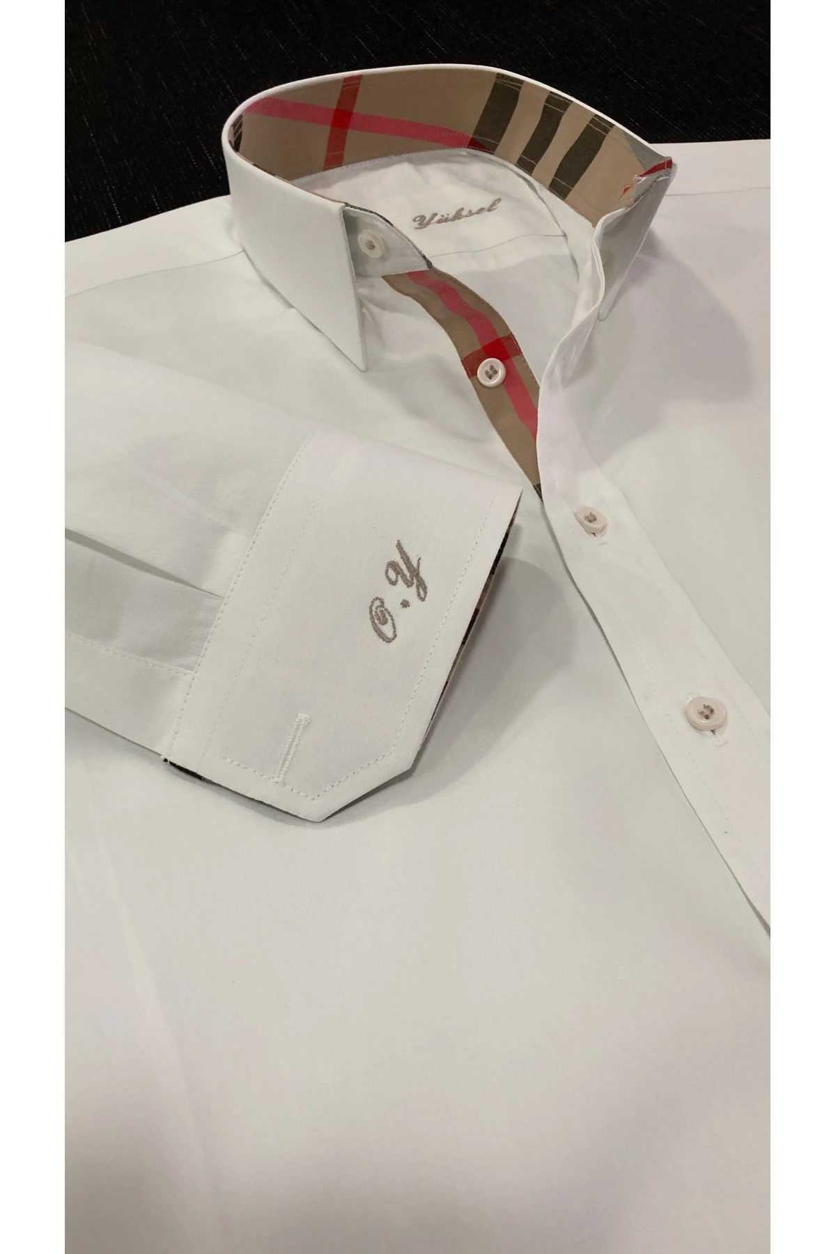 Kişiye Özel Dikim İsimli Nakışlı Burberry Erkek Gömlek