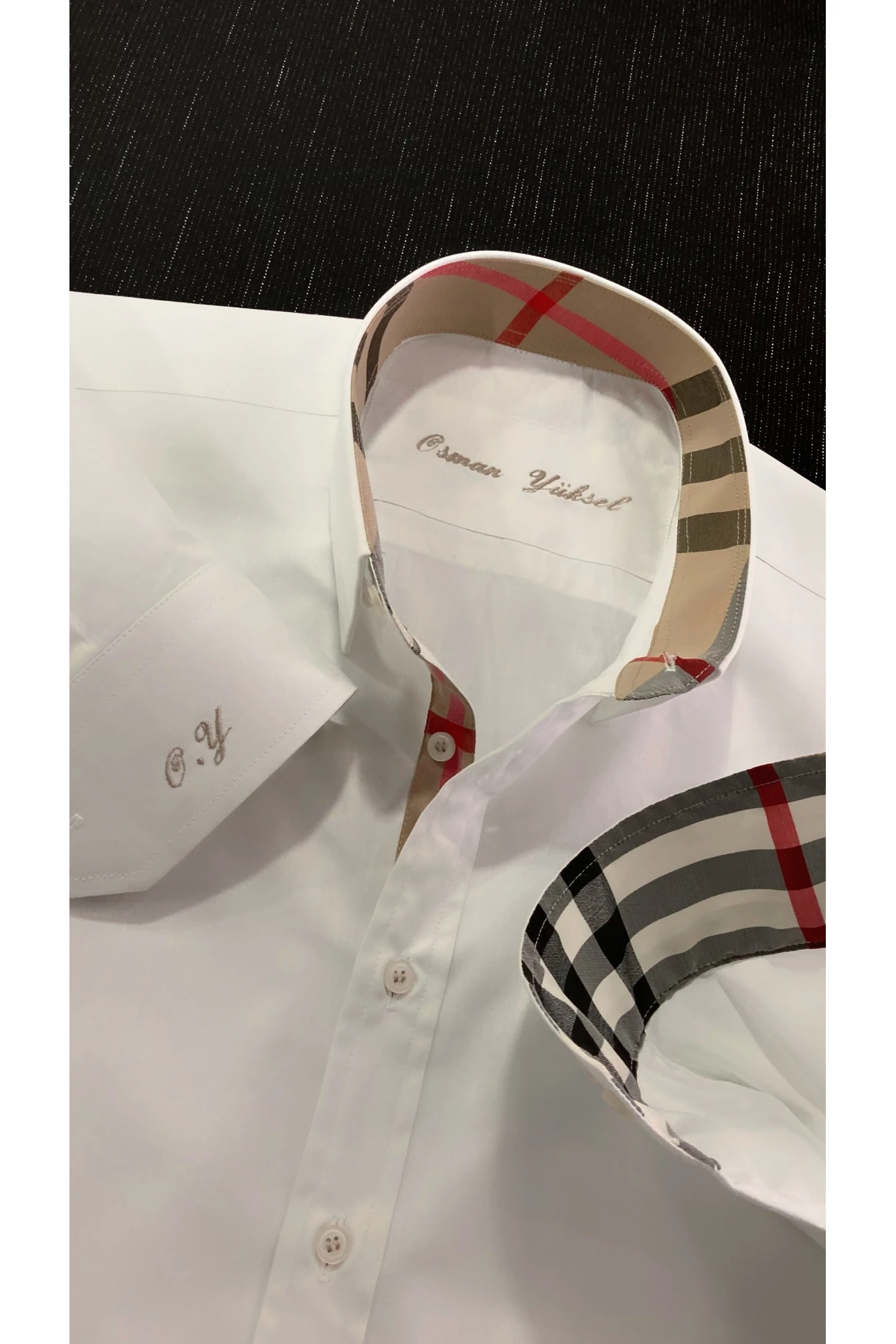 Kişiye Özel Dikim İsimli Nakışlı Burberry Erkek Gömlek