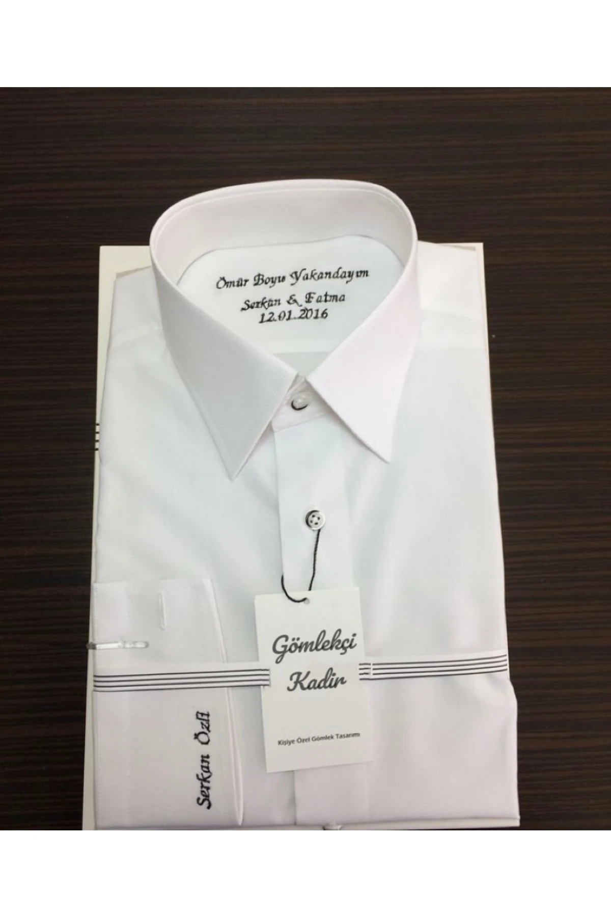 Kişiye Özel Dikim Ömür Boyu Yakandayım Isimli Nakışlı Erkek Gömlek