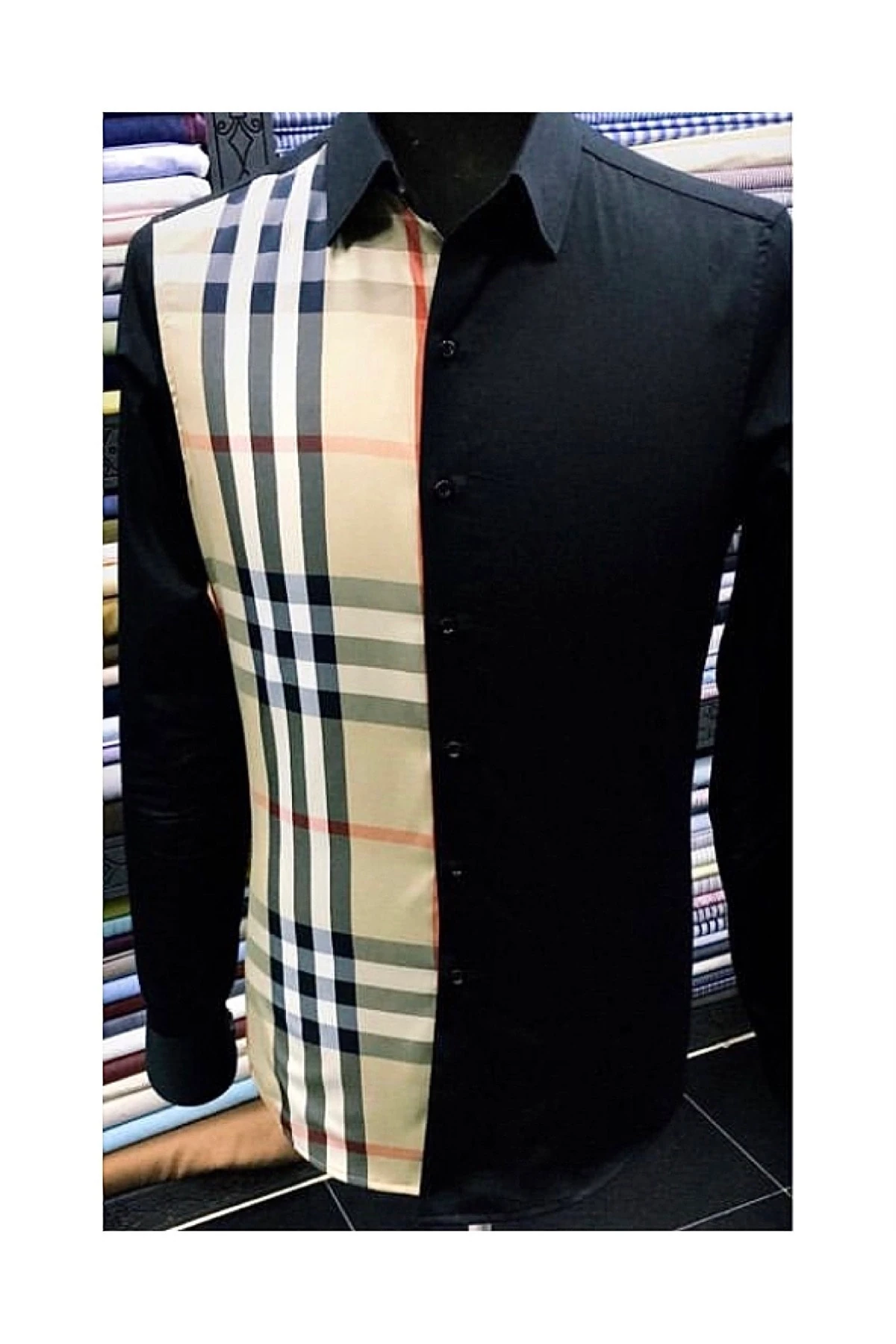 Kişiye Özel Dikim Burberry Isimli Nakışlı Erkek Gömlek