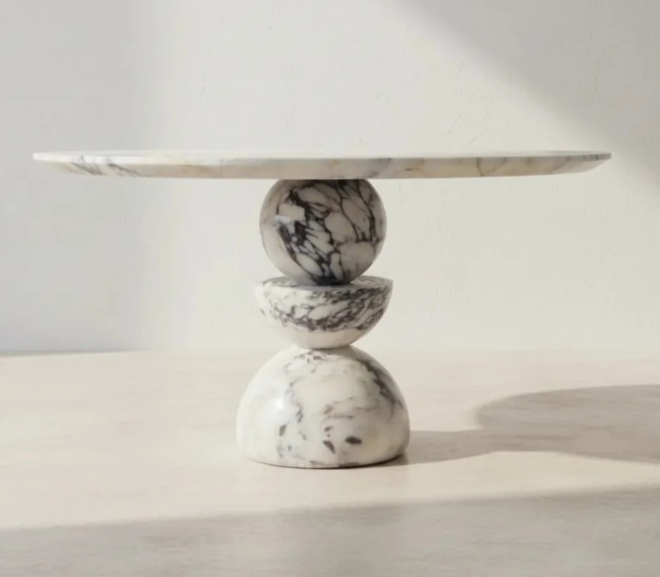 Table d’Appoint « Lunaris » en Marbre Calacatta Viola