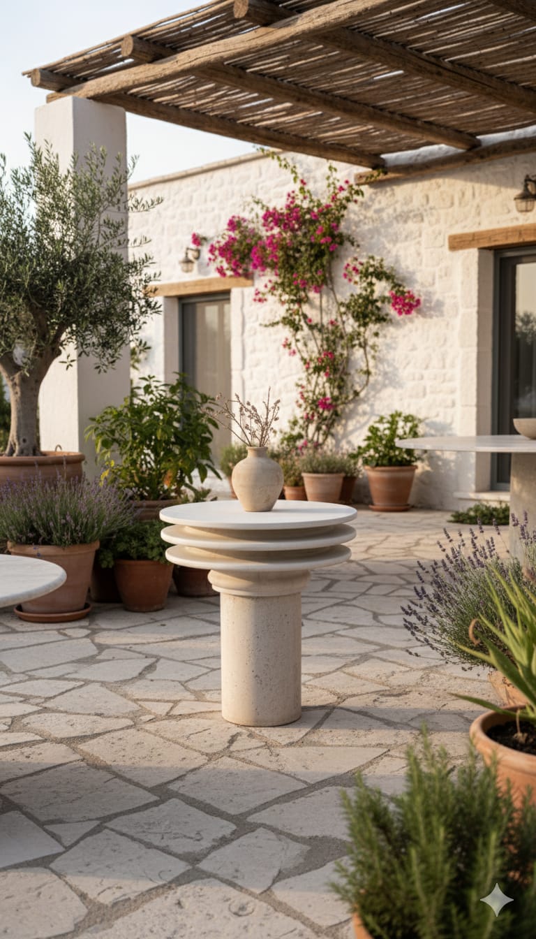 Table d’Appoint « Lyra » en Travertin Naturel