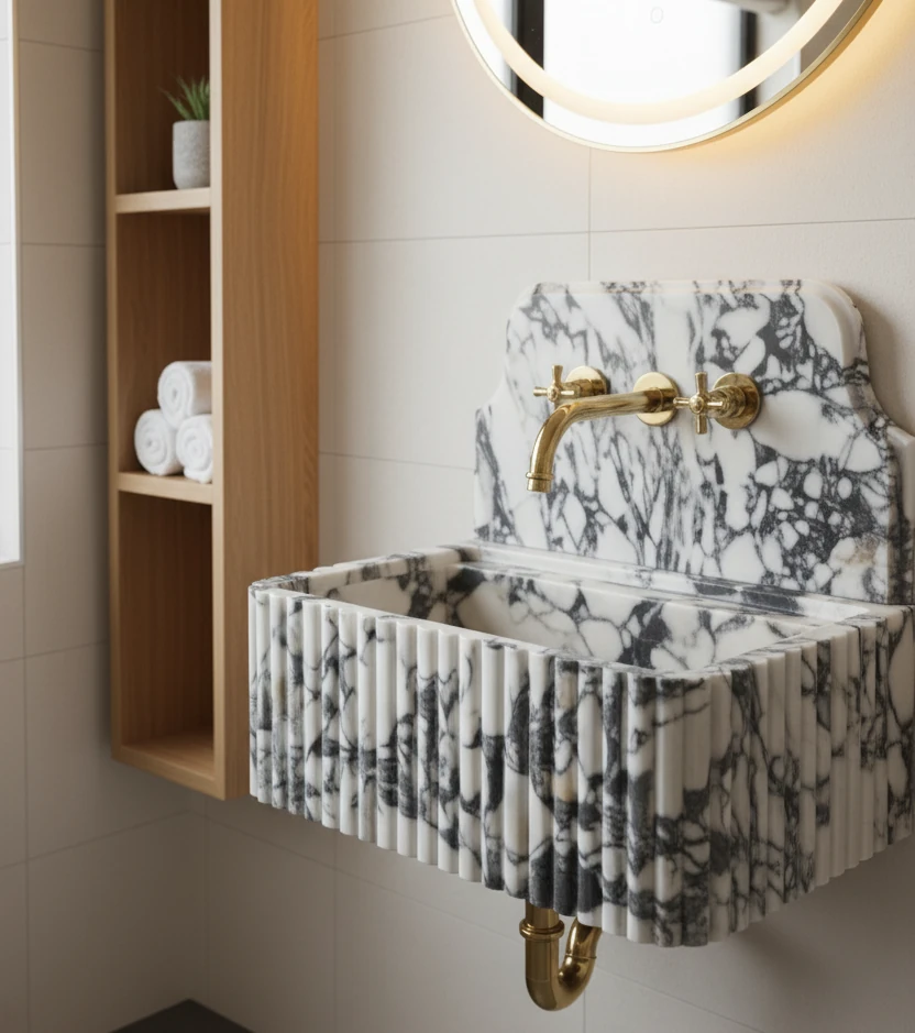 Vasque Murale Auris en Marbre Calacatta Viola