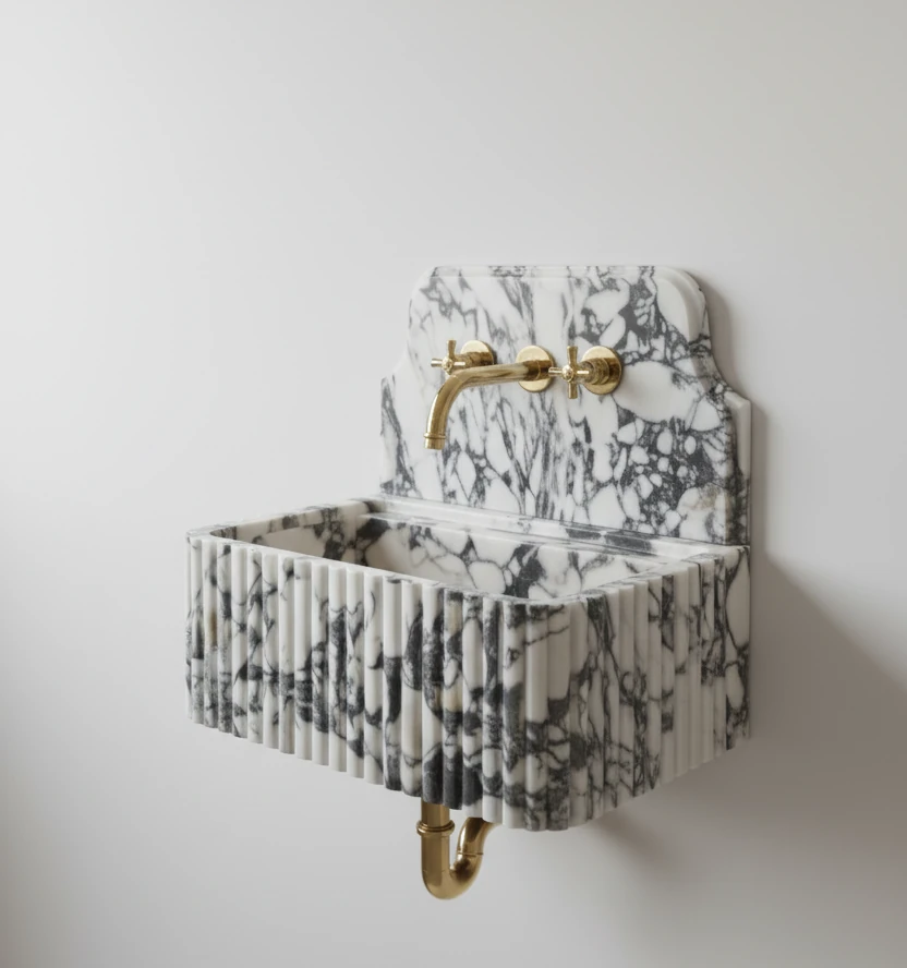 Vasque Murale Auris en Marbre Calacatta Viola